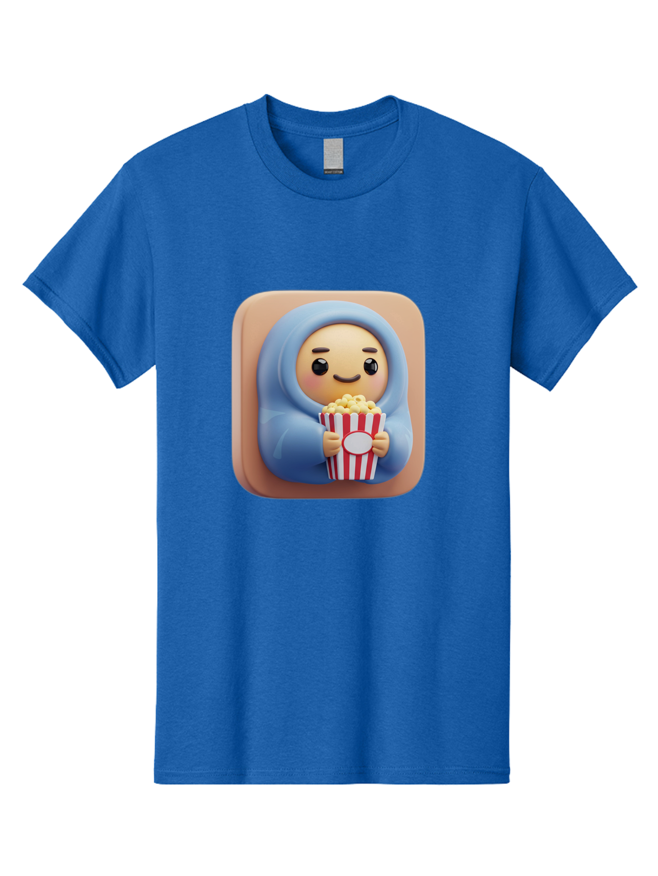 Melted-Face-Emoji Men'S Graphic Tee, 100% Cotton, Comfortable Casual Summer Wear, Machine Washable, Smiling Face, Happy Emoji, Popcorn Bucket, Red And White Stripes, Cartoon Character, Joyful Expression, Friendly Face, Fun Snack, Bac184