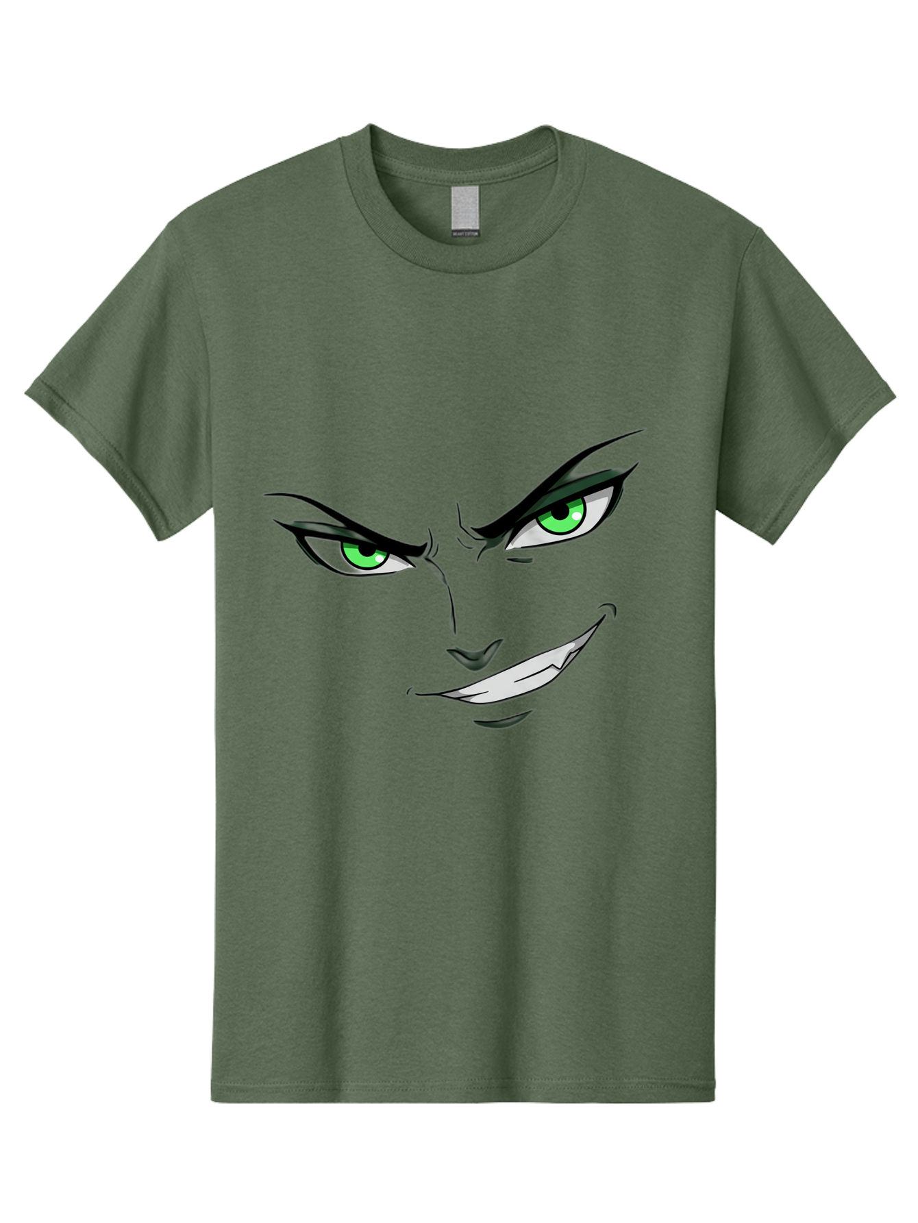 Mischievous-Face Men'S Graphic Tee, 100% Cotton, Comfortable Casual Summer Wear, Machine Washable, Cartoon Joker Face, Evil Grin, Menacing Stare, Green Eyes, Black Eyeliner, Comic Book Style, Villainous Character, Sinister Smile, Playful Tone, Bac189