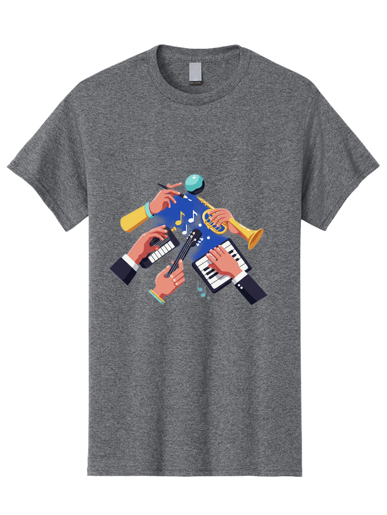 Music-Maestro Men'S Graphic Tee, 100% Cotton, Comfortable Casual Summer Wear, Machine Washable, Musical Man, Multiple Instruments, Creative Music, Diverse Instrumentation, Harmonious Sound, Innovative Art, Music Lover, Melodious Harmony, Bac190