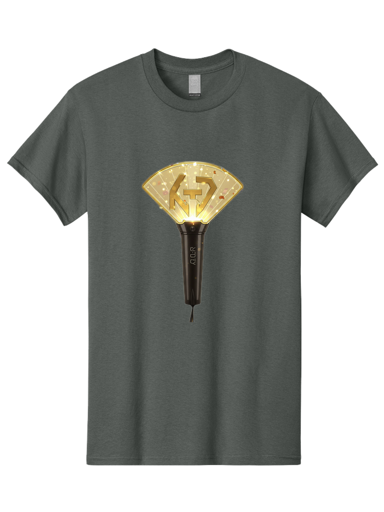 Nct-Lightstick Men'S Graphic Tee, 100% Cotton, Comfortable Casual Summer Wear, Machine Washable, K-Pop Merchandise, Nct Lightstick, Fan Light, Concert Accessory, Novelty Item, Collectible, Black Handle, Lit Top, Gold Logo, Fan Club Gear Bac194