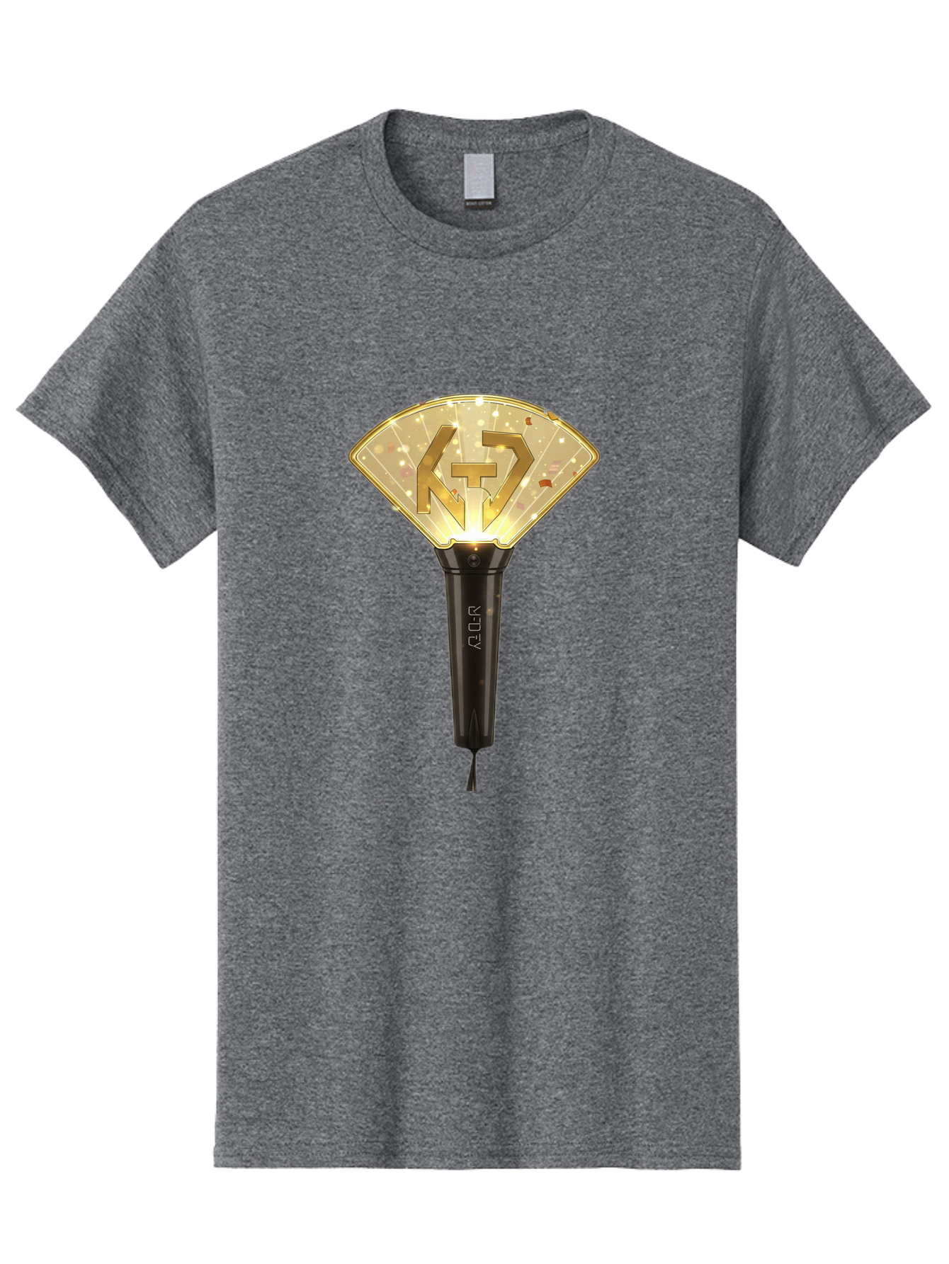 Nct-Lightstick Men'S Graphic Tee, 100% Cotton, Comfortable Casual Summer Wear, Machine Washable, K-Pop Merchandise, Nct Lightstick, Fan Light, Concert Accessory, Novelty Item, Collectible, Black Handle, Lit Top, Gold Logo, Fan Club Gear Bac194