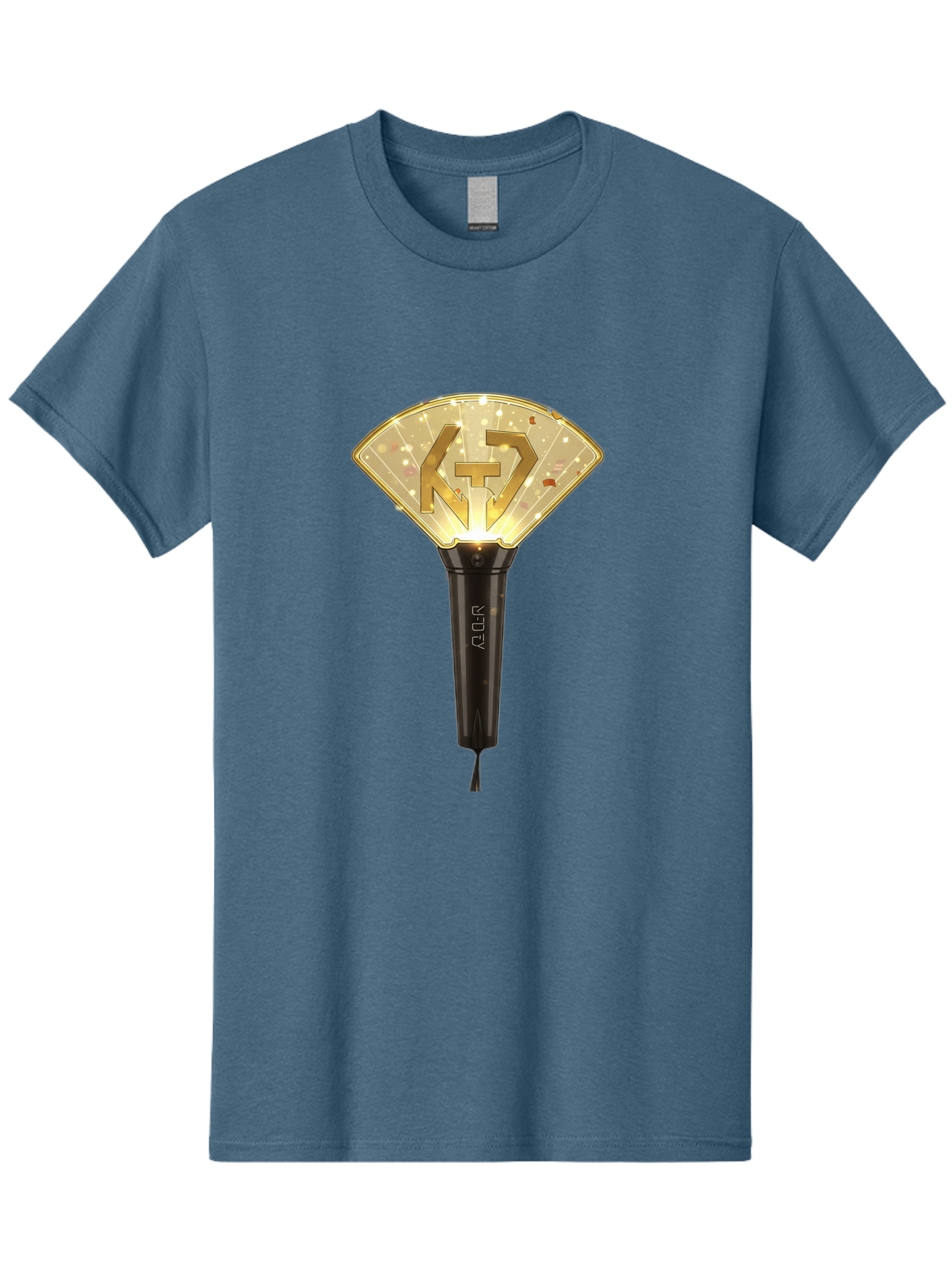 Nct-Lightstick Men'S Graphic Tee, 100% Cotton, Comfortable Casual Summer Wear, Machine Washable, K-Pop Merchandise, Nct Lightstick, Fan Light, Concert Accessory, Novelty Item, Collectible, Black Handle, Lit Top, Gold Logo, Fan Club Gear Bac194