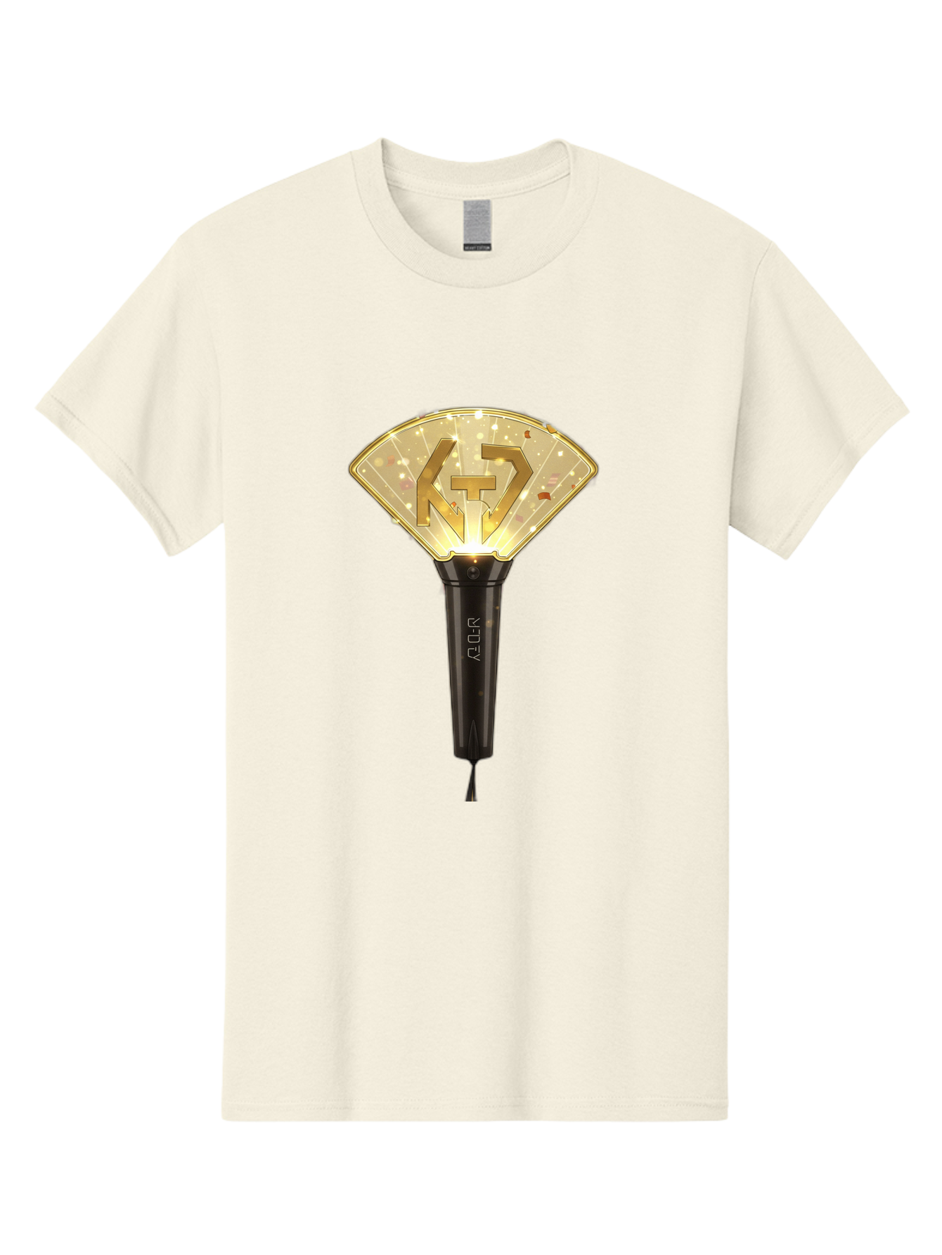 Nct-Lightstick Men'S Graphic Tee, 100% Cotton, Comfortable Casual Summer Wear, Machine Washable, K-Pop Merchandise, Nct Lightstick, Fan Light, Concert Accessory, Novelty Item, Collectible, Black Handle, Lit Top, Gold Logo, Fan Club Gear Bac194