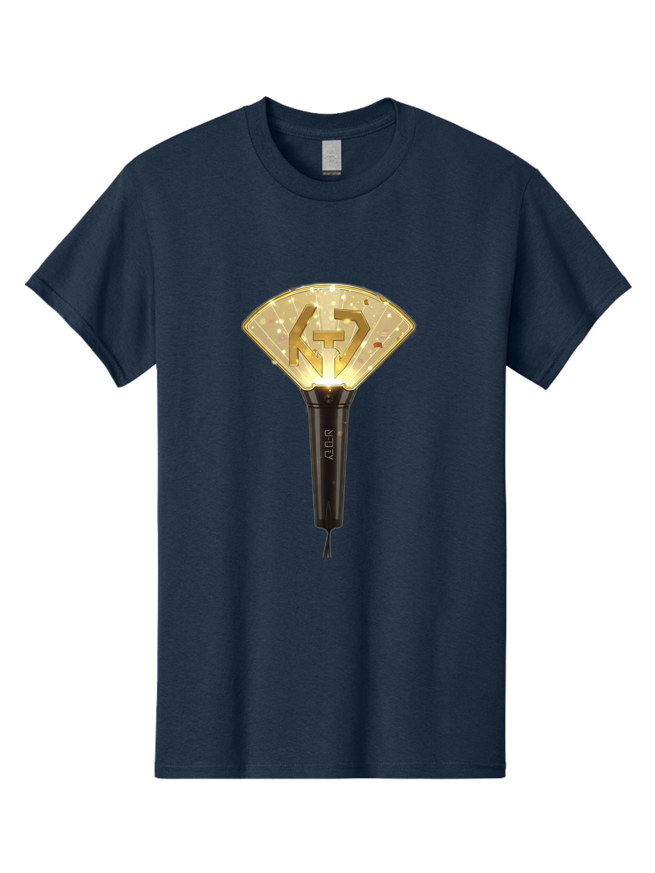 Nct-Lightstick Men'S Graphic Tee, 100% Cotton, Comfortable Casual Summer Wear, Machine Washable, K-Pop Merchandise, Nct Lightstick, Fan Light, Concert Accessory, Novelty Item, Collectible, Black Handle, Lit Top, Gold Logo, Fan Club Gear Bac194