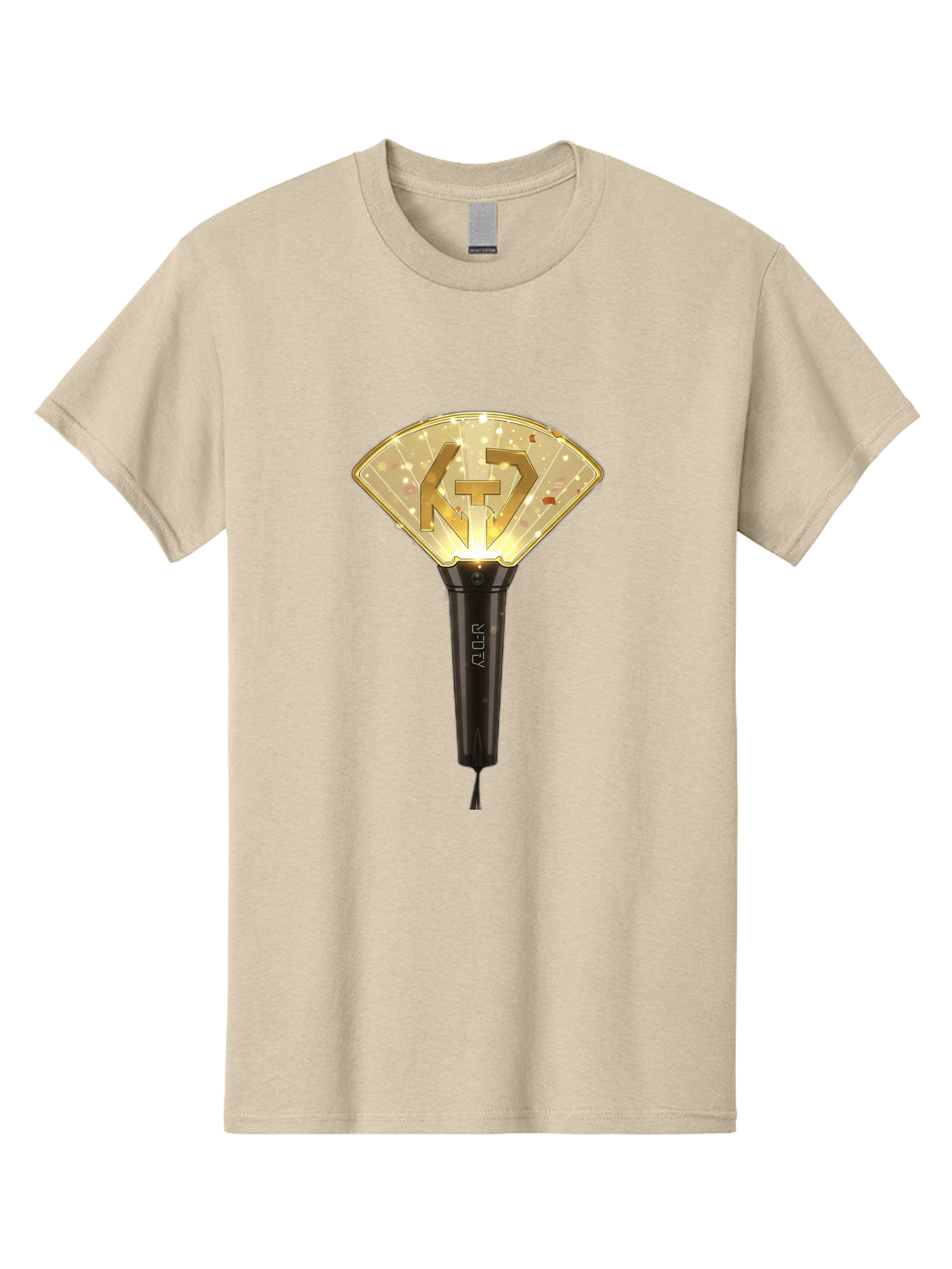 Nct-Lightstick Men'S Graphic Tee, 100% Cotton, Comfortable Casual Summer Wear, Machine Washable, K-Pop Merchandise, Nct Lightstick, Fan Light, Concert Accessory, Novelty Item, Collectible, Black Handle, Lit Top, Gold Logo, Fan Club Gear Bac194