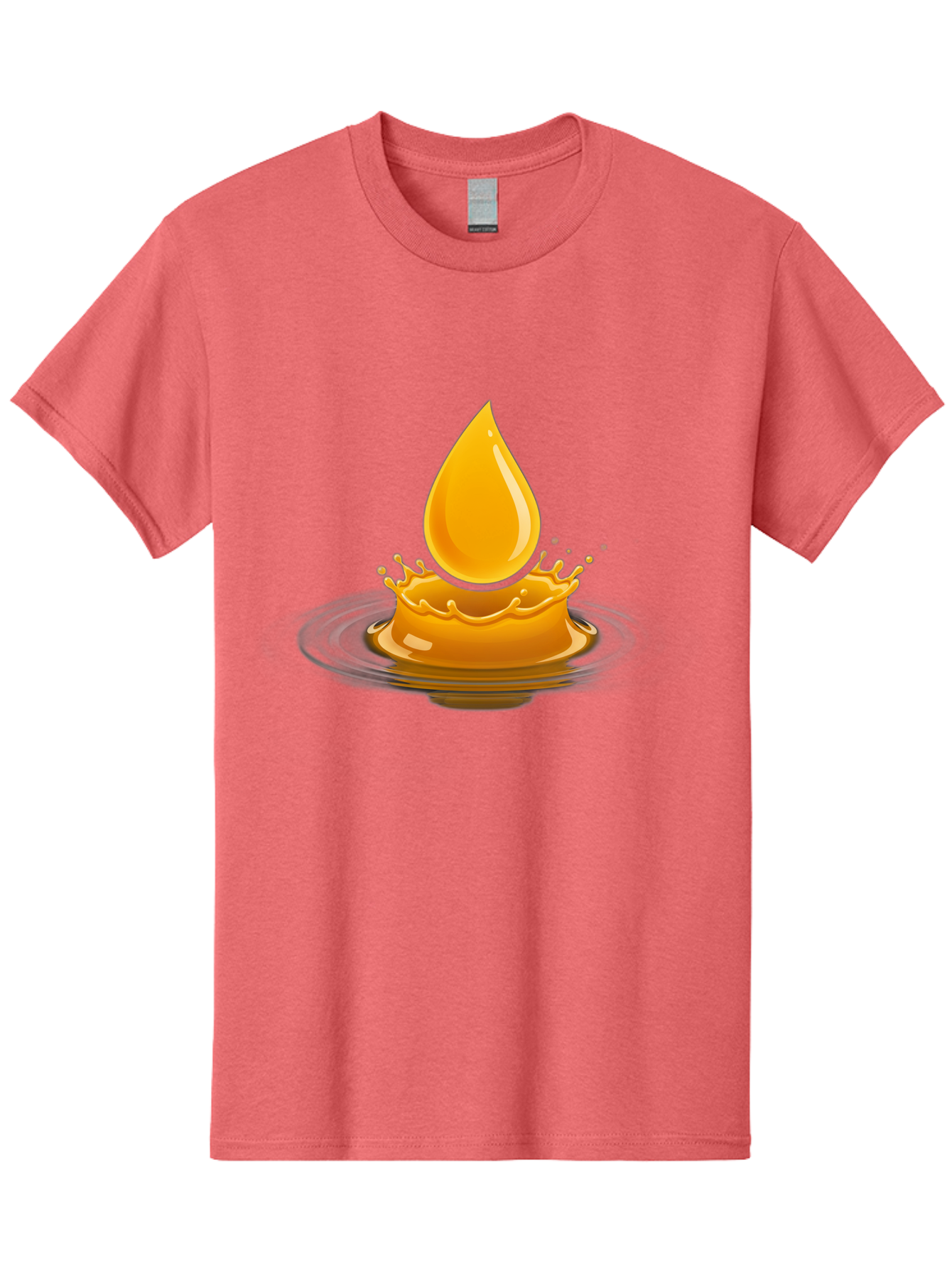 Oil-Drop-Splash Men'S Graphic Tee, 100% Cotton, Comfortable Casual Summer Wear, Machine Washable, Oil Droplet, Splash Effect, Ripple, Drop Of Oil, Brown Liquid, Abstract Design, Modern Art, Digital Illustration, Fluid Dynamics, Shiny Surface Bac199