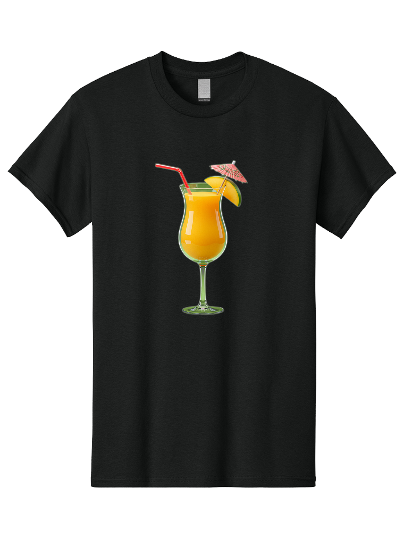 Orange-Cocktail Men'S Graphic Tee, 100% Cotton, Comfortable Casual Summer Wear, Machine Washable, Hurricane Cocktail, Tropical Drink, Orange Juice, Cocktail Umbrella, Red Straw, Citrus Slice, Refreshing Beverage, Summer Cocktail, Vibrant Drink Bac201