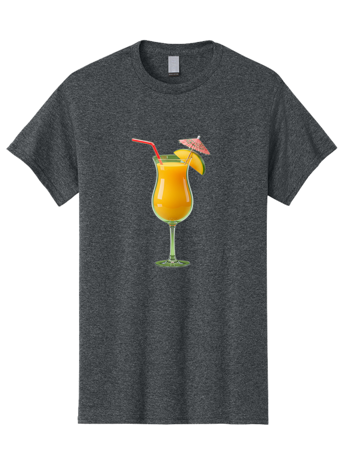 Orange-Cocktail Men'S Graphic Tee, 100% Cotton, Comfortable Casual Summer Wear, Machine Washable, Hurricane Cocktail, Tropical Drink, Orange Juice, Cocktail Umbrella, Red Straw, Citrus Slice, Refreshing Beverage, Summer Cocktail, Vibrant Drink Bac201