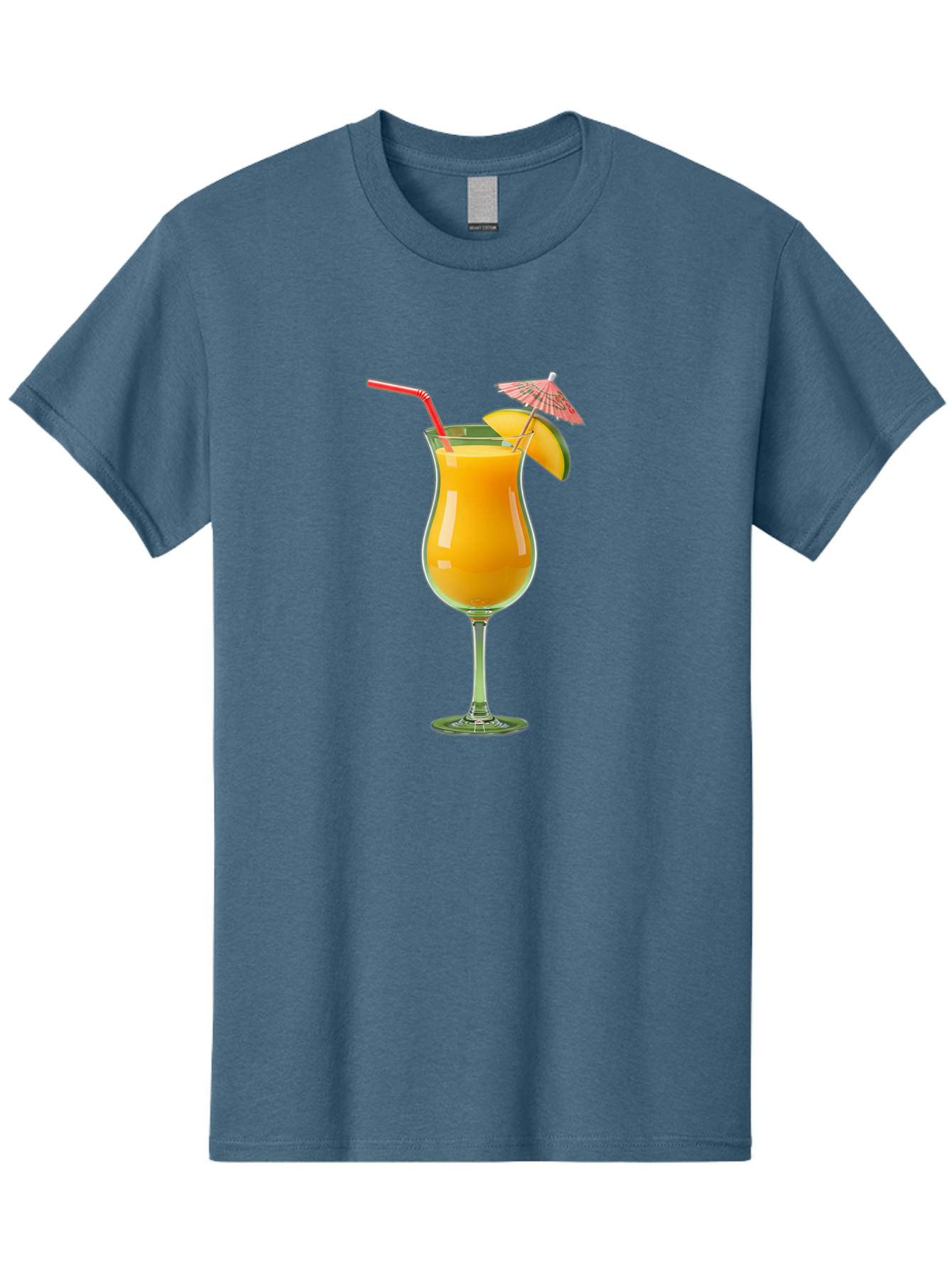 Orange-Cocktail Men'S Graphic Tee, 100% Cotton, Comfortable Casual Summer Wear, Machine Washable, Hurricane Cocktail, Tropical Drink, Orange Juice, Cocktail Umbrella, Red Straw, Citrus Slice, Refreshing Beverage, Summer Cocktail, Vibrant Drink Bac201