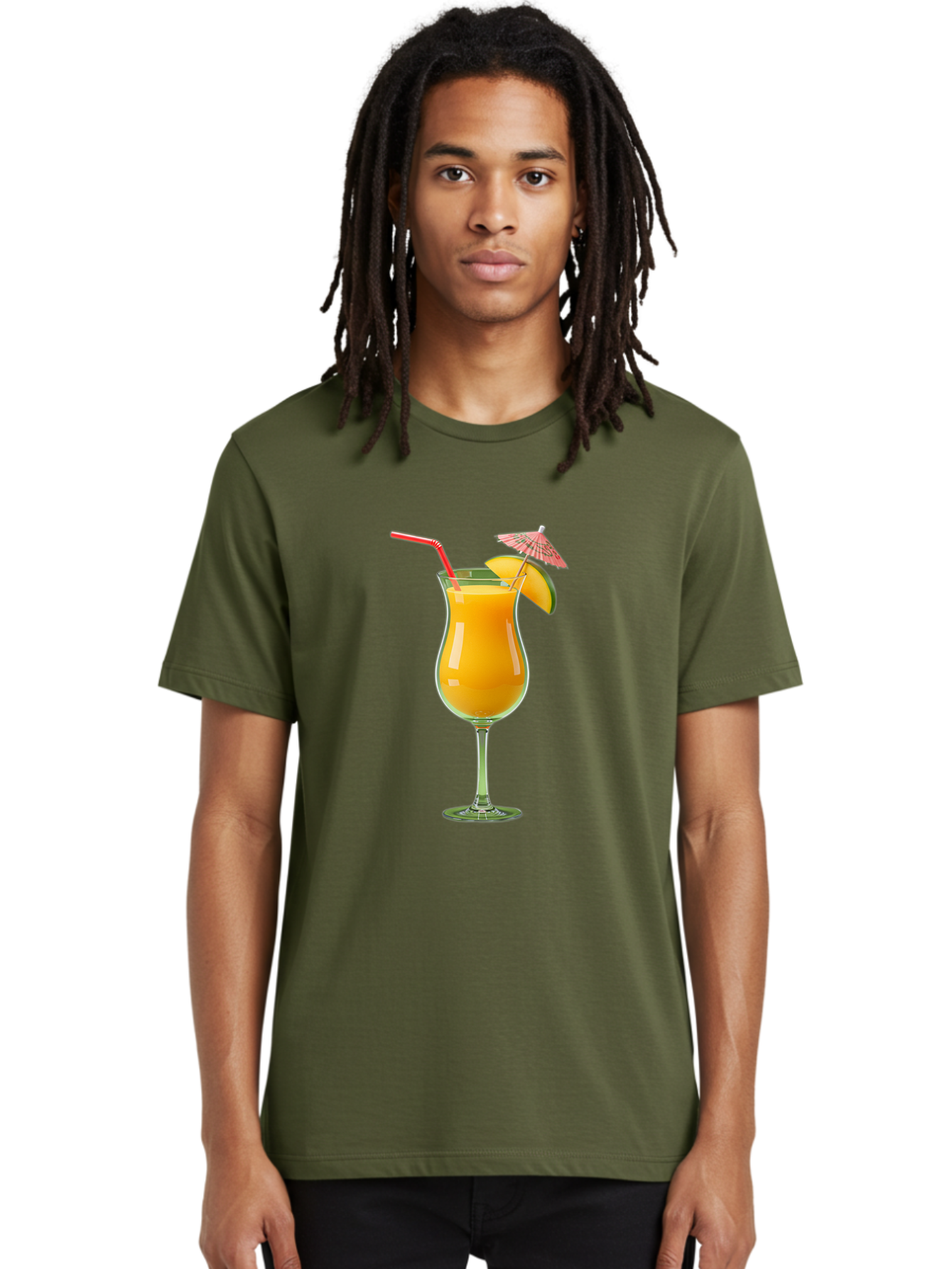 Orange-Cocktail Men'S Graphic Tee, 100% Cotton, Comfortable Casual Summer Wear, Machine Washable, Hurricane Cocktail, Tropical Drink, Orange Juice, Cocktail Umbrella, Red Straw, Citrus Slice, Refreshing Beverage, Summer Cocktail, Vibrant Drink Bac201