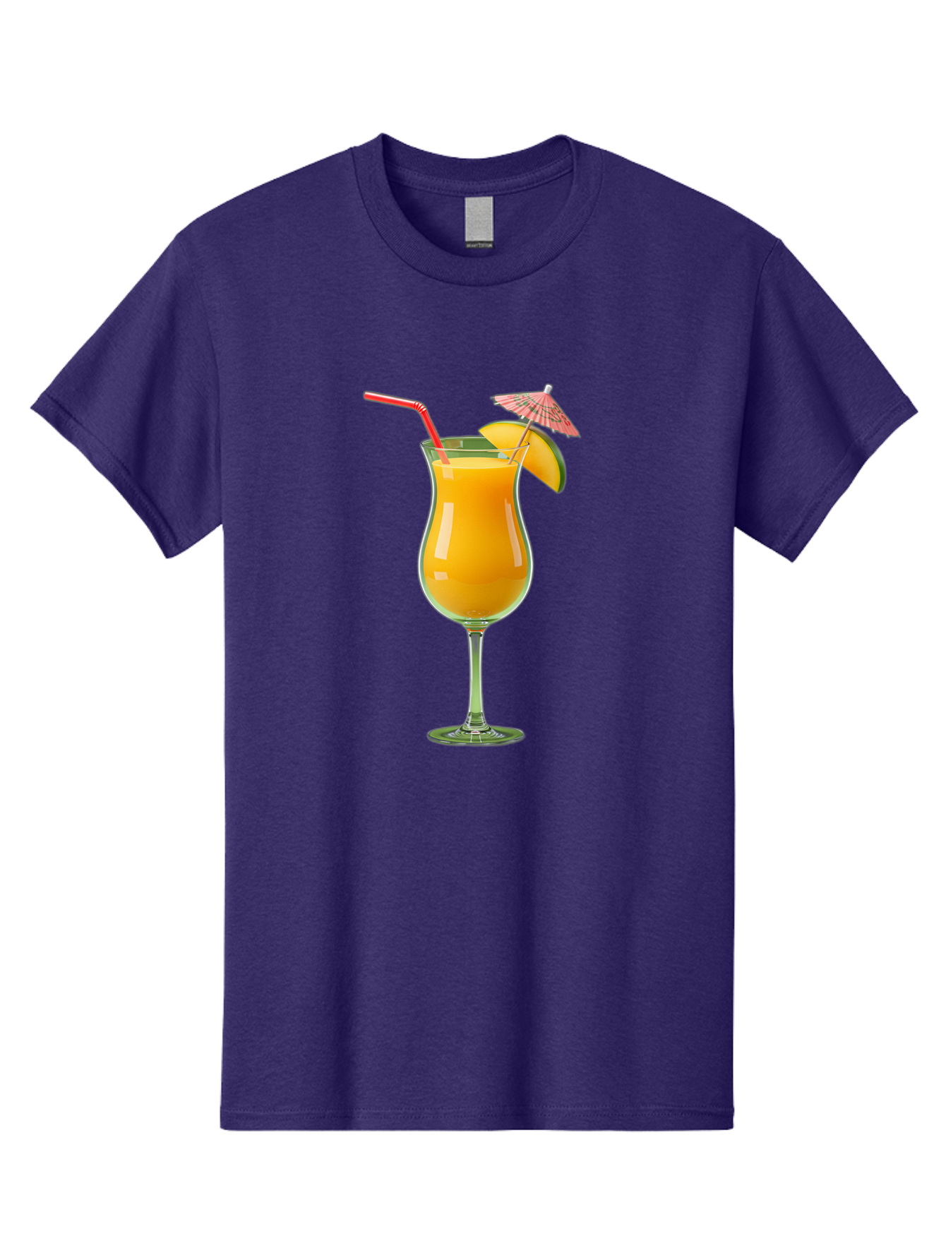 Orange-Cocktail Men'S Graphic Tee, 100% Cotton, Comfortable Casual Summer Wear, Machine Washable, Hurricane Cocktail, Tropical Drink, Orange Juice, Cocktail Umbrella, Red Straw, Citrus Slice, Refreshing Beverage, Summer Cocktail, Vibrant Drink Bac201