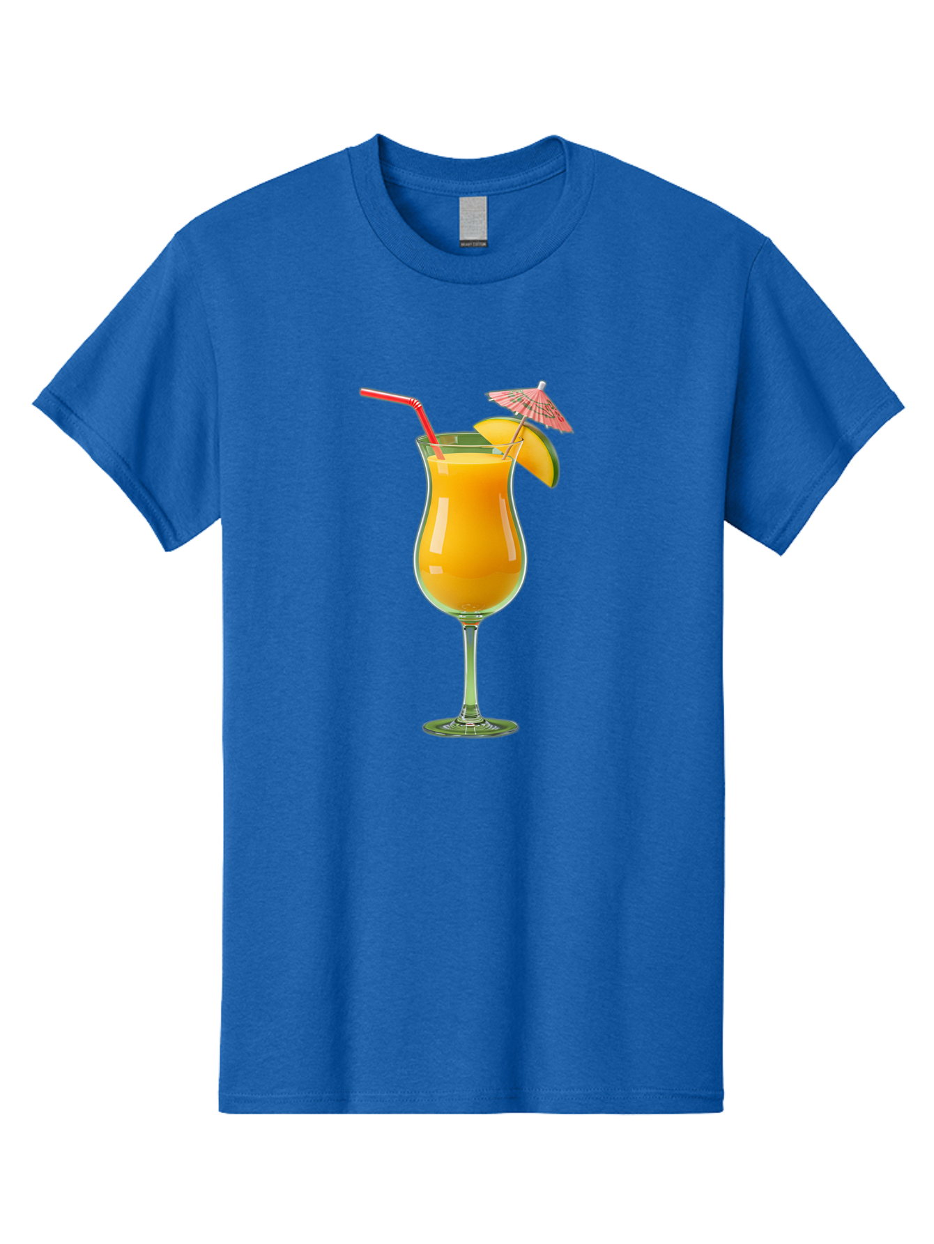 Orange-Cocktail Men'S Graphic Tee, 100% Cotton, Comfortable Casual Summer Wear, Machine Washable, Hurricane Cocktail, Tropical Drink, Orange Juice, Cocktail Umbrella, Red Straw, Citrus Slice, Refreshing Beverage, Summer Cocktail, Vibrant Drink Bac201