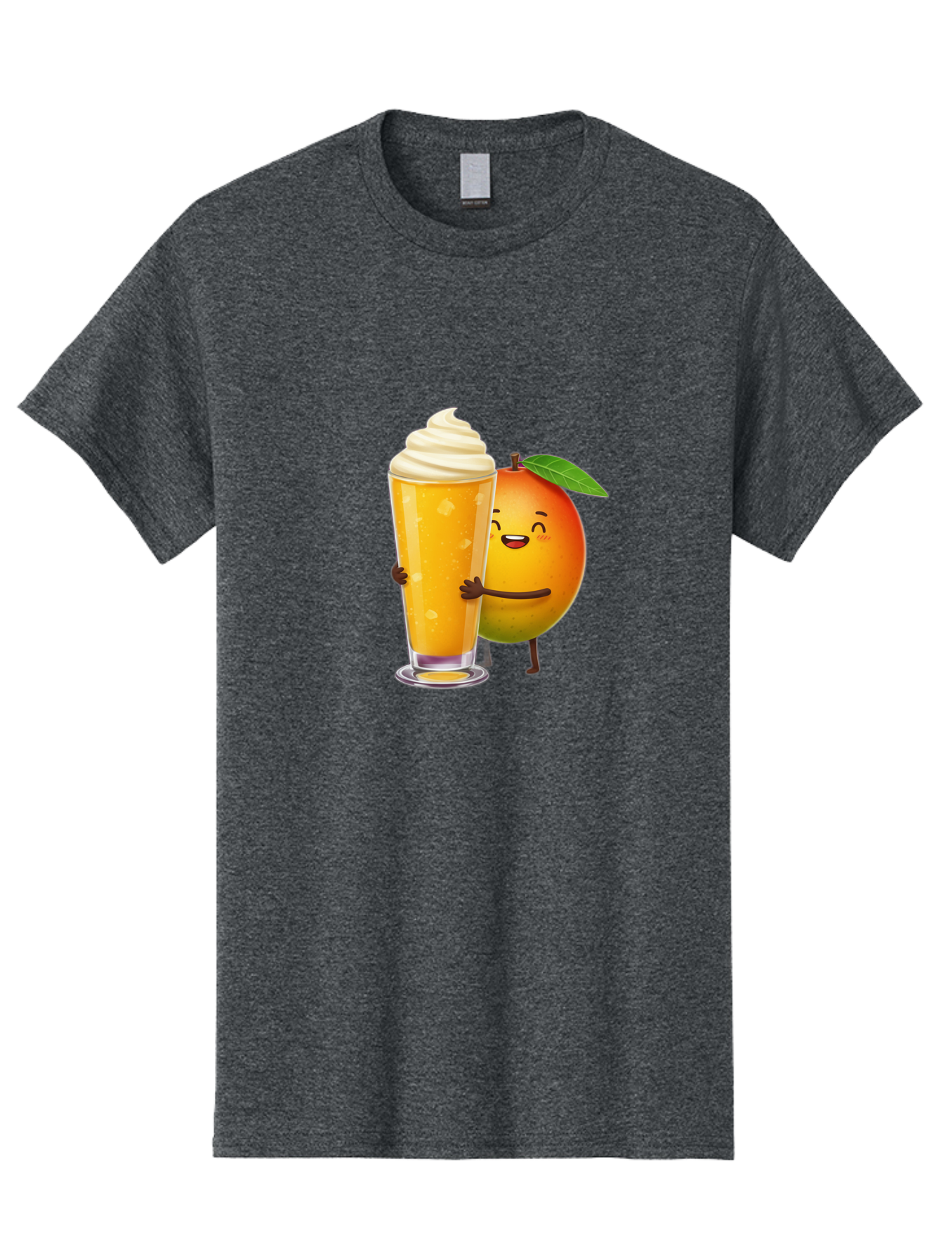 Orange-Smoothie Men'S Graphic Tee, 100% Cotton, Comfortable Casual Summer Wear, Machine Washable, Mango Smoothie, Creamy Texture, Orange Drink, Whipped Cream Topping, Cartoon Mango, Smiling Fruit, Happy Character, Refreshing Beverage, Bac204