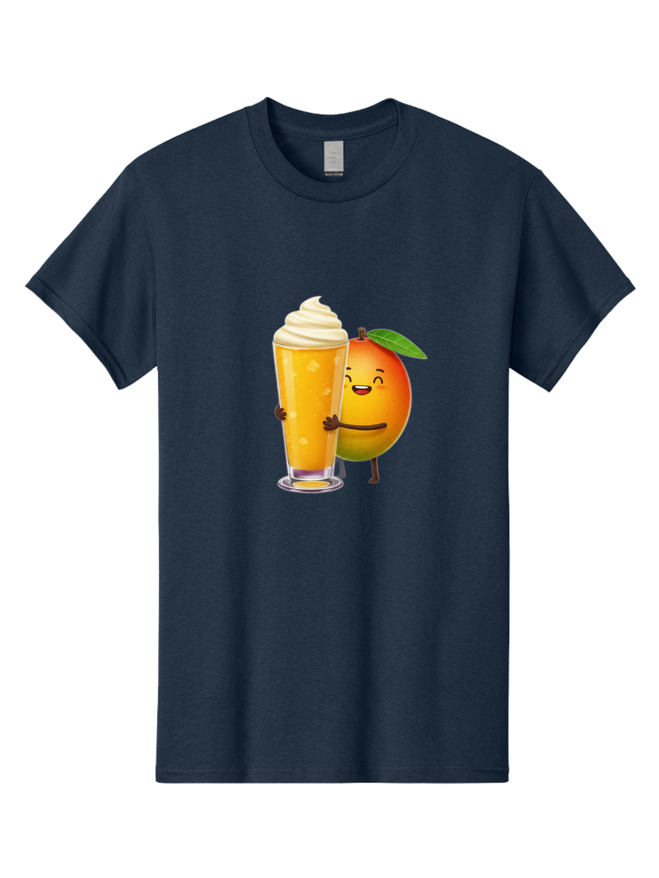 Orange-Smoothie Men'S Graphic Tee, 100% Cotton, Comfortable Casual Summer Wear, Machine Washable, Mango Smoothie, Creamy Texture, Orange Drink, Whipped Cream Topping, Cartoon Mango, Smiling Fruit, Happy Character, Refreshing Beverage, Bac204