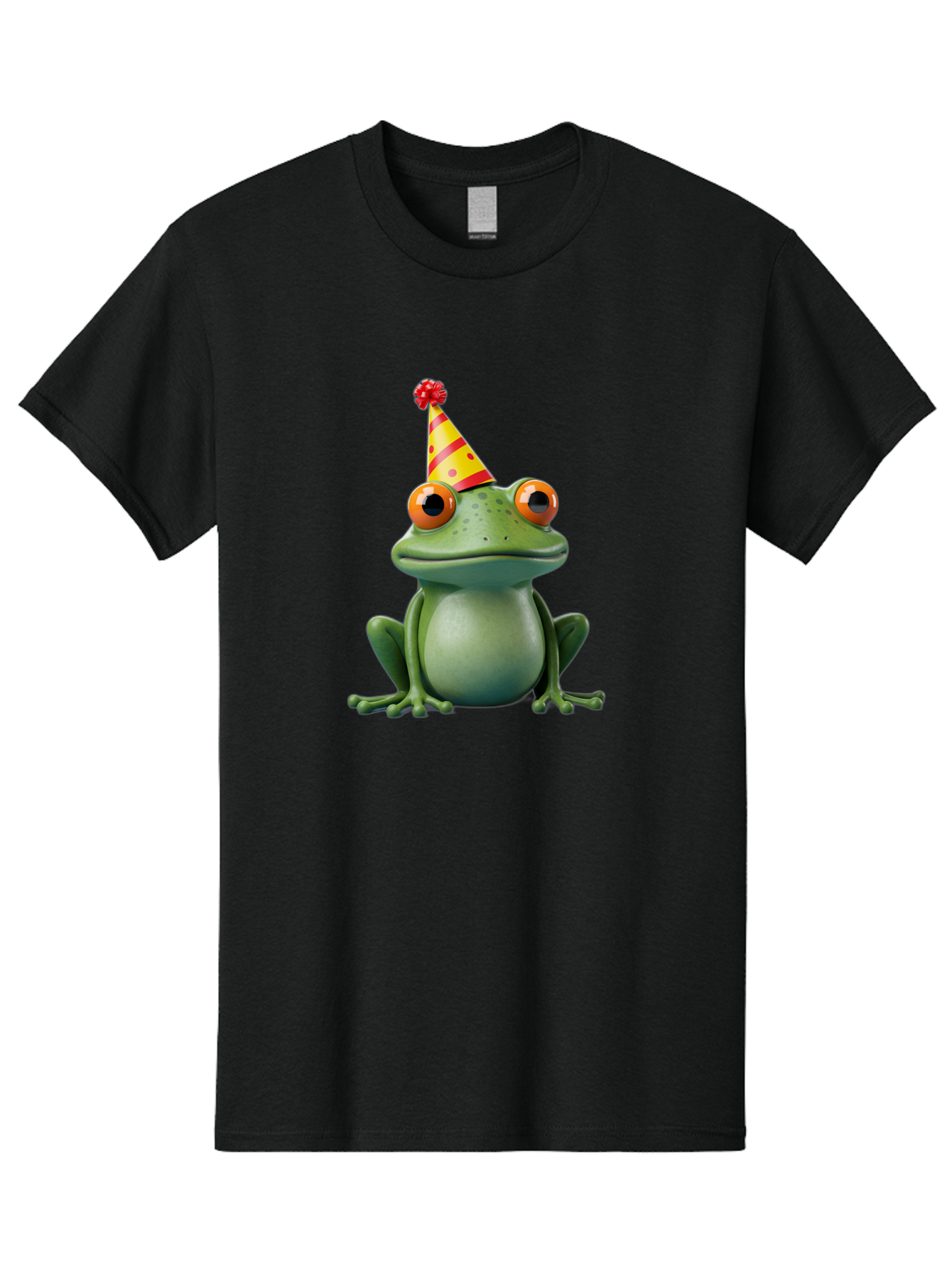Party-Frog-3 Men'S Graphic Tee, 100% Cotton, Comfortable Casual Summer Wear, Machine Washable, Cartoon Frog, Party Hat, Festive Atmosphere, Celebration Mode, Fun And Playful, Vibrant Colors, Happy Mood, 3D Rendering, Humorous Character, Bac211