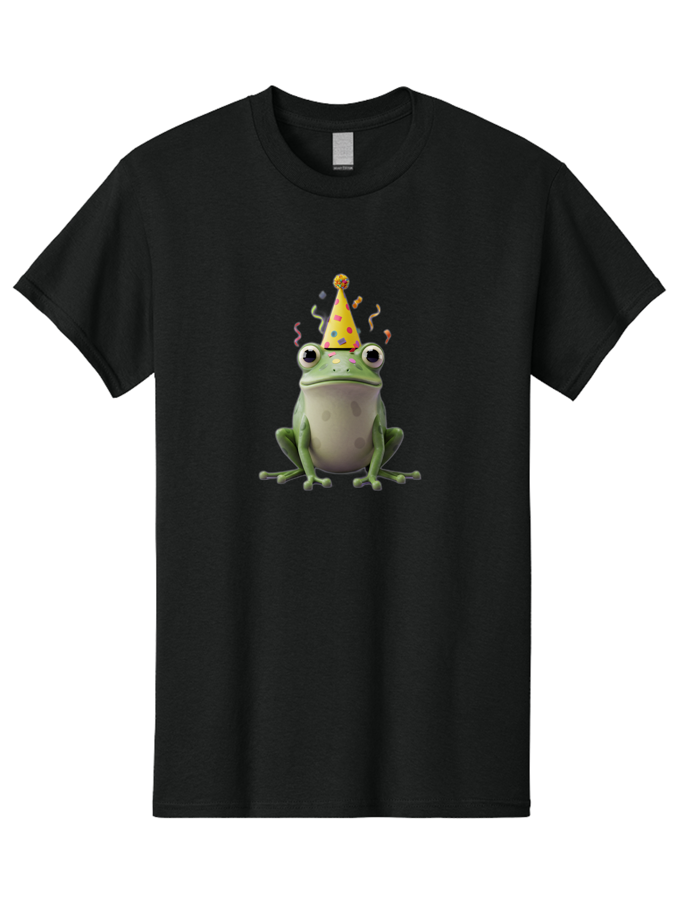 Party-Frog-4 Men'S Graphic Tee, 100% Cotton, Comfortable Casual Summer Wear, Machine Washable, Cartoon Frog, Party Hat, Celebration, Confetti, Funny Animal, Playful Creature, Festive Atmosphere, Colorful Decorations, Joyful Moment, Bac212