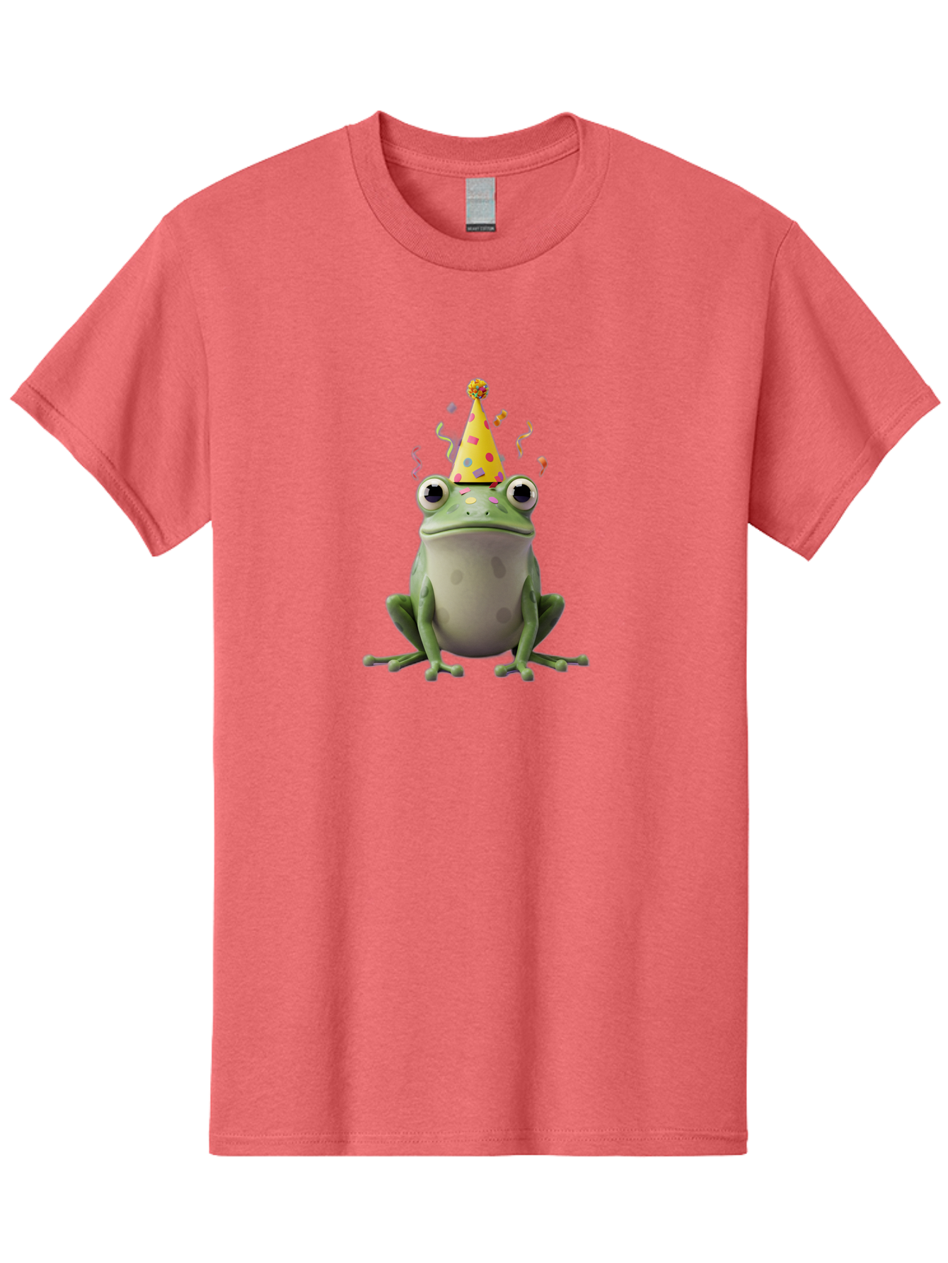 Party-Frog-4 Men'S Graphic Tee, 100% Cotton, Comfortable Casual Summer Wear, Machine Washable, Cartoon Frog, Party Hat, Celebration, Confetti, Funny Animal, Playful Creature, Festive Atmosphere, Colorful Decorations, Joyful Moment, Bac212