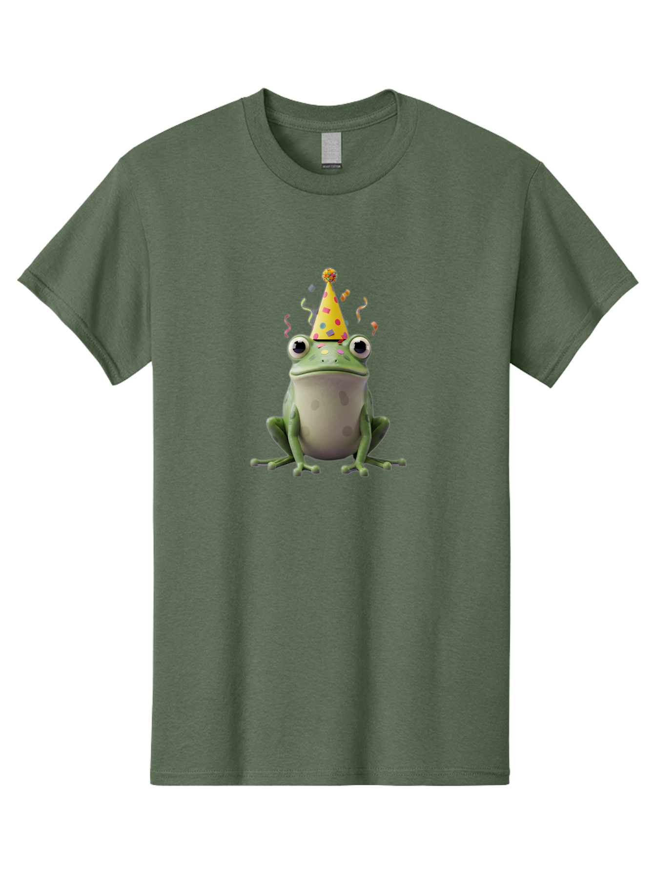 Party-Frog-4 Men'S Graphic Tee, 100% Cotton, Comfortable Casual Summer Wear, Machine Washable, Cartoon Frog, Party Hat, Celebration, Confetti, Funny Animal, Playful Creature, Festive Atmosphere, Colorful Decorations, Joyful Moment, Bac212