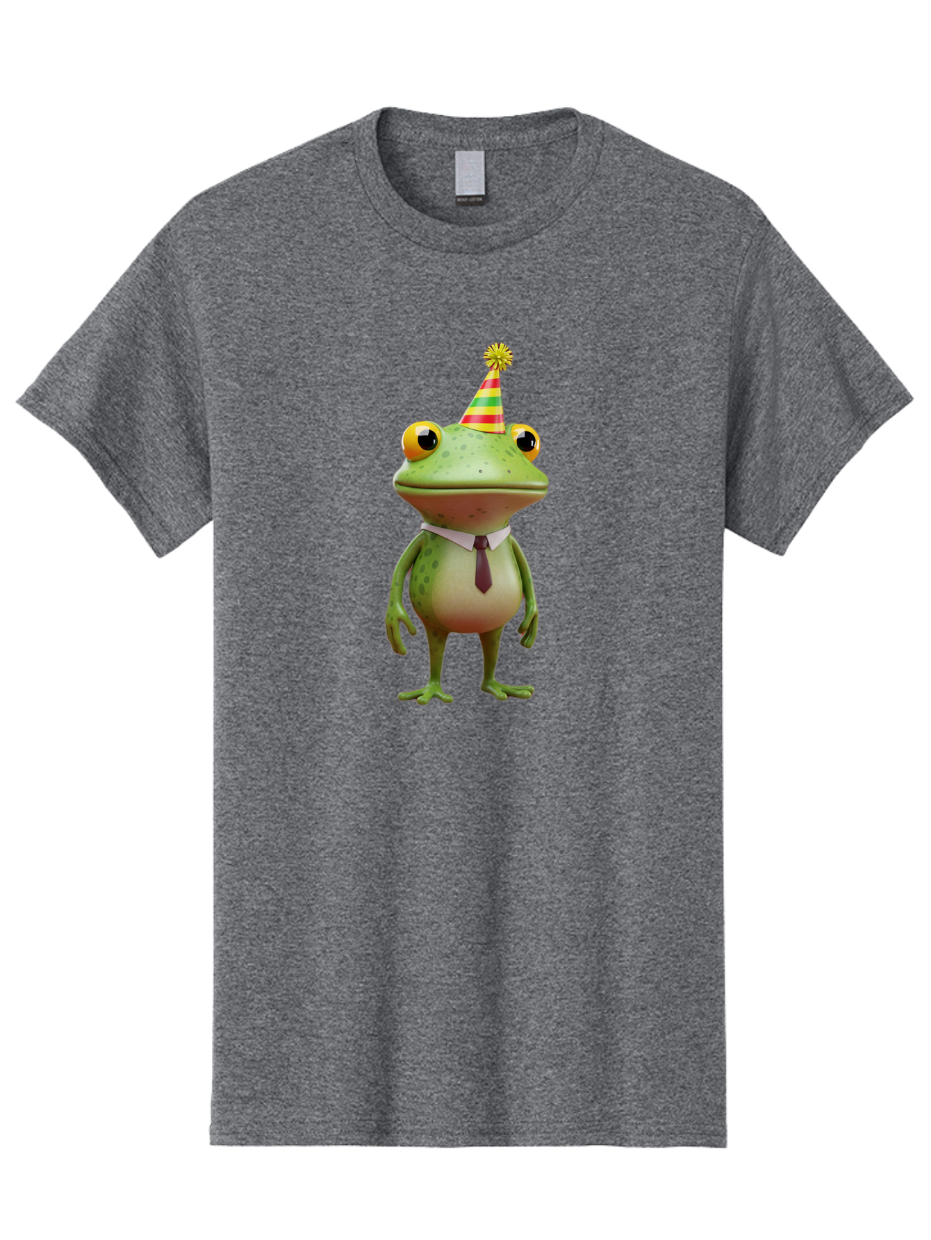 Party-Frog Men'S Graphic Tee, 100% Cotton, Comfortable Casual Summer Wear, Machine Washable, Funny Cartoon Frog, Party Hat, Festive Atmosphere, Celebration Mode, Comical Character, Animated Creature, Joyful Expression, Playful Vibe, Bac215