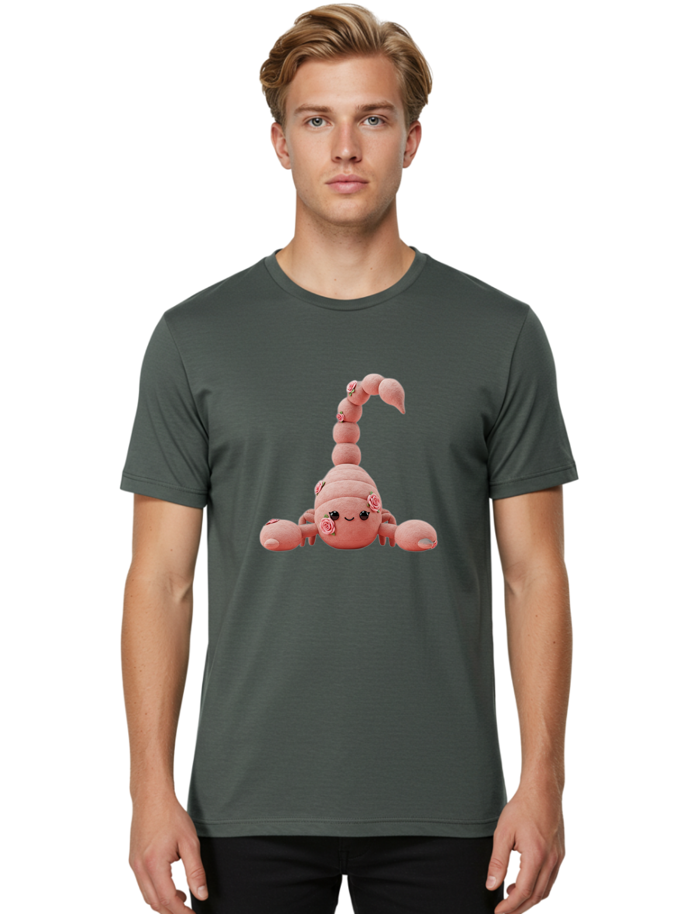 Pink-Scorpion Men'S Graphic Tee, 100% Cotton, Comfortable Casual Summer Wear, Machine Washable, Plush Toy, Pink Fabric, Floral Decorations, Scorpion Design, Cute, Soft Toy, Decorative Figurine, Stuffed Animal, Kawaii Bac216