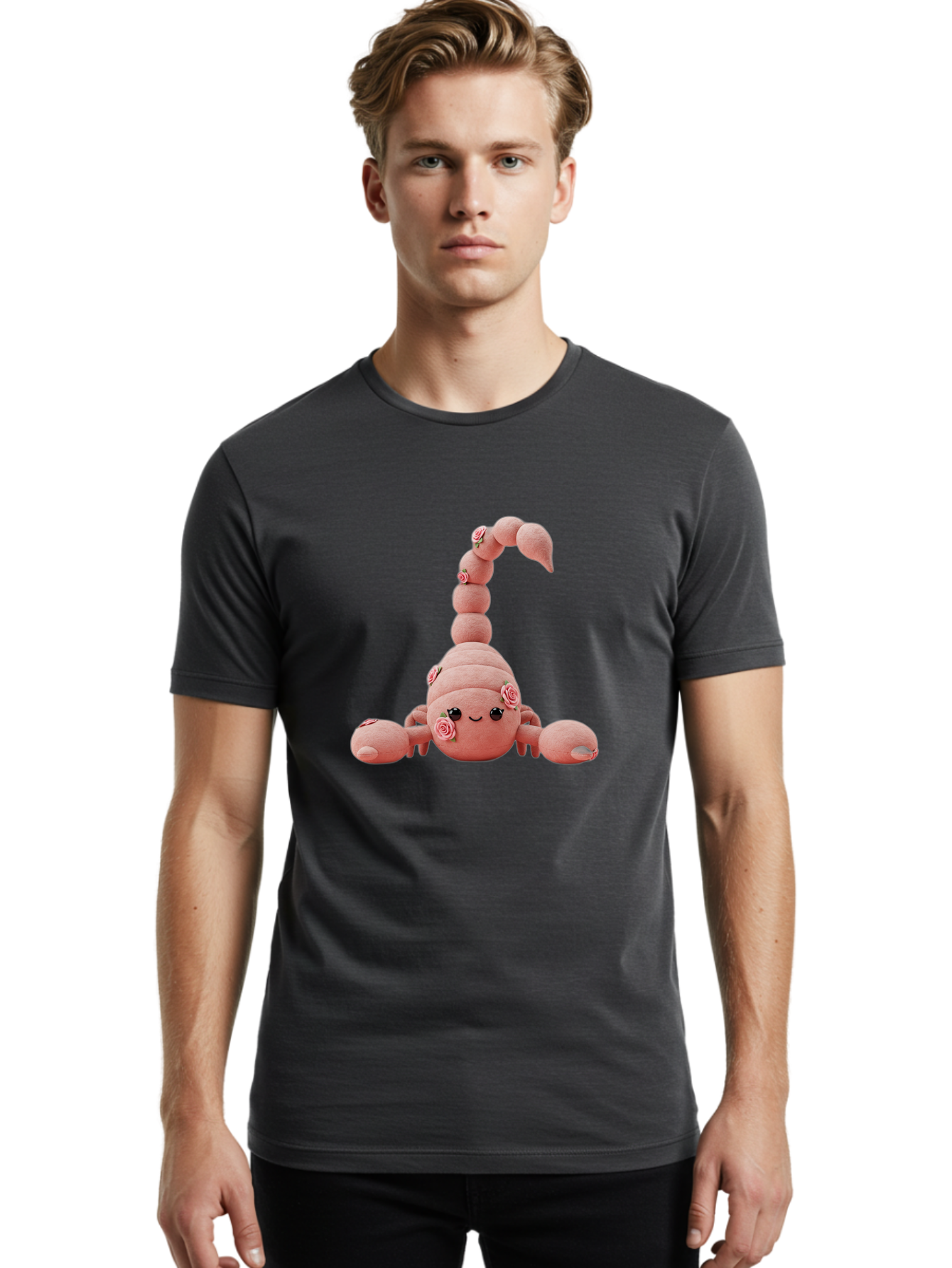 Pink-Scorpion Men'S Graphic Tee, 100% Cotton, Comfortable Casual Summer Wear, Machine Washable, Plush Toy, Pink Fabric, Floral Decorations, Scorpion Design, Cute, Soft Toy, Decorative Figurine, Stuffed Animal, Kawaii Bac216