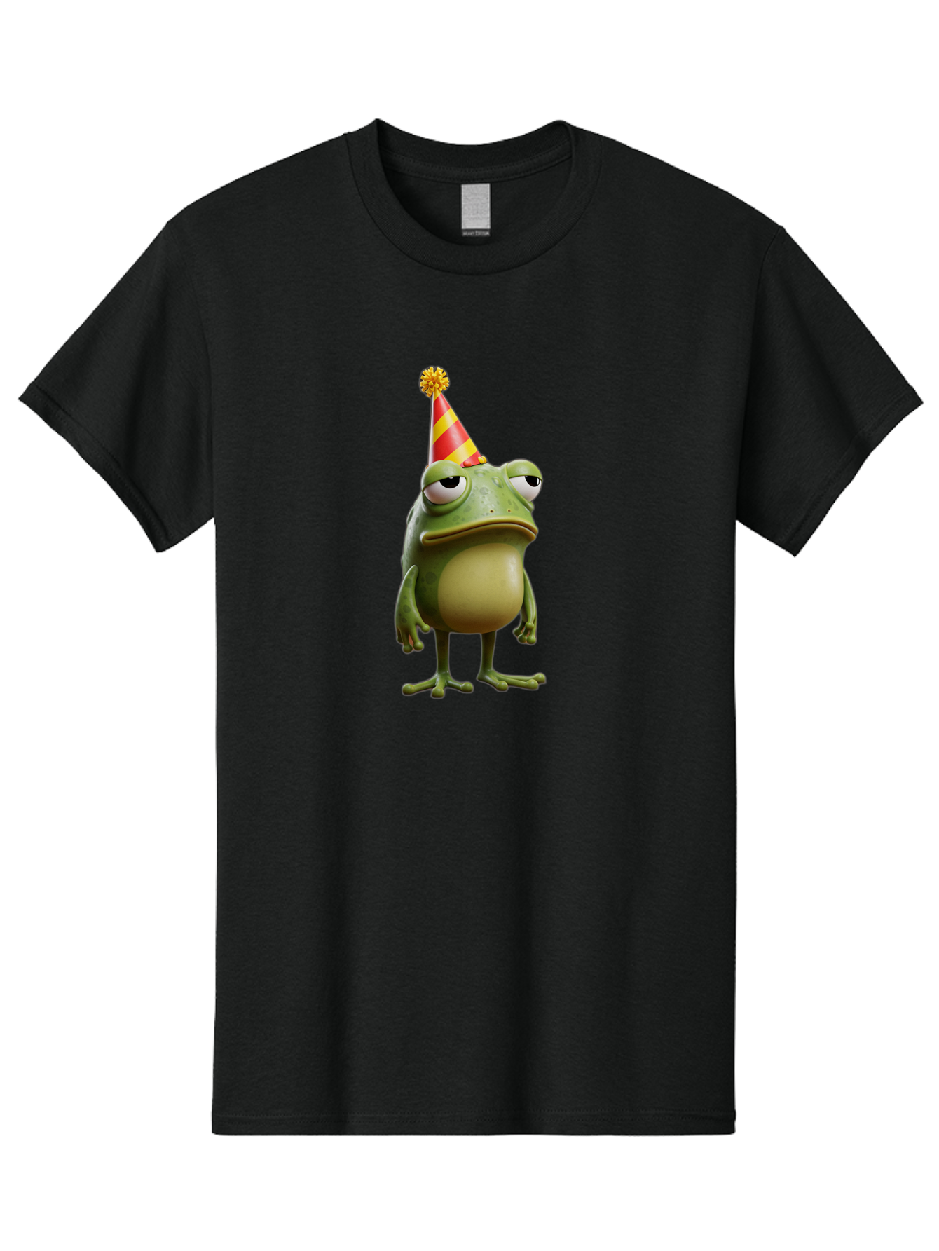 Pepe-The-Frog-Party-Hat Men'S Graphic Tee, 100% Cotton, Comfortable Casual Summer Wear, Machine Washable, Pepe The Frog, Party Hat, Frog Meme, Cartoon Character, Celebration, Funny, Meme Culture, Pepe, Sad Frog Bac218