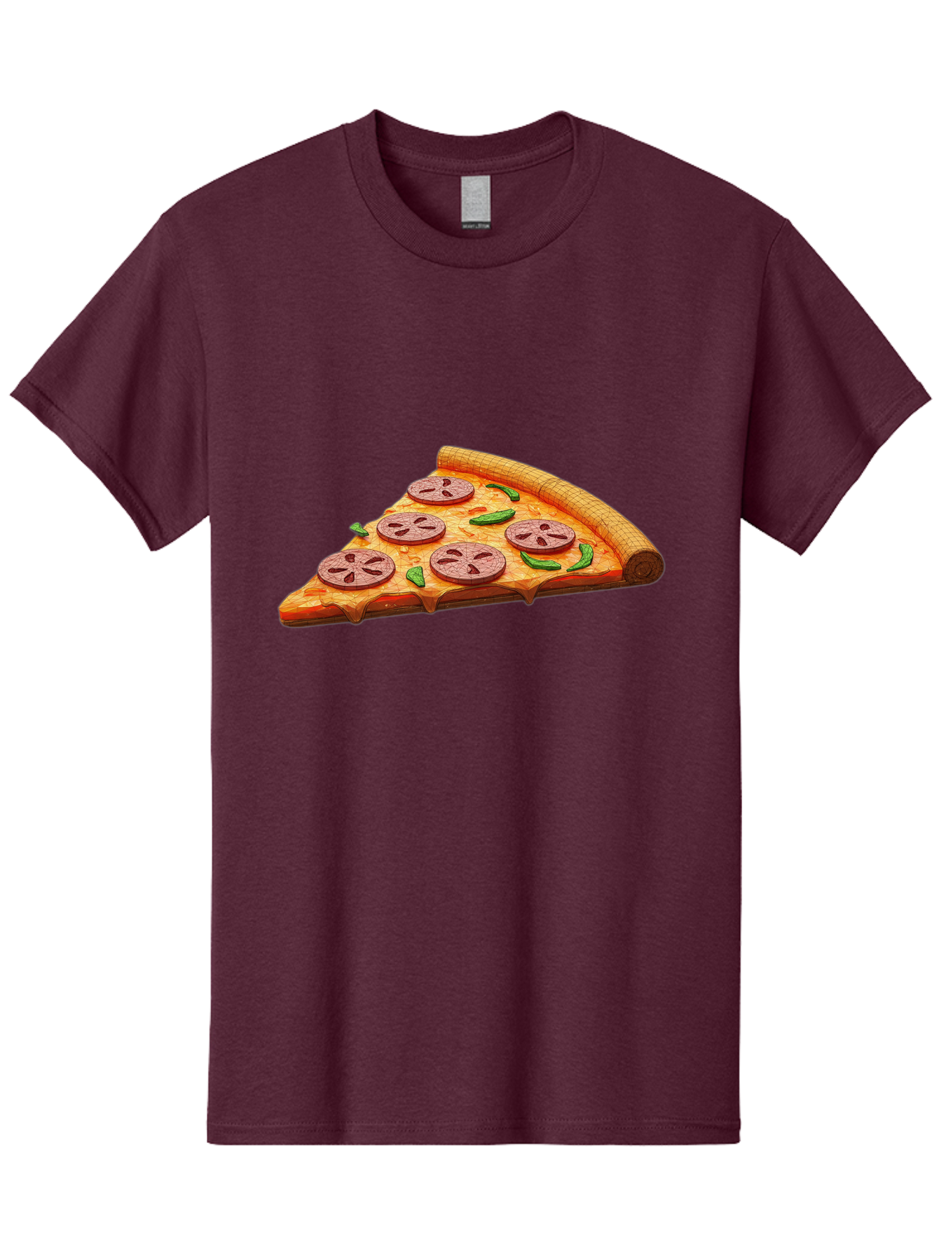 Pepperoni-Pizza-Slice-1 Men'S Graphic Tee, 100% Cotton, Comfortable Casual Summer Wear, Machine Washable, Pepperoni Pizza Slice, Melted Cheese, Pepperoni Slices, Jalapeno Peppers, Cartoon-Style Pizza, Food Illustration, Savory Treat Bac219