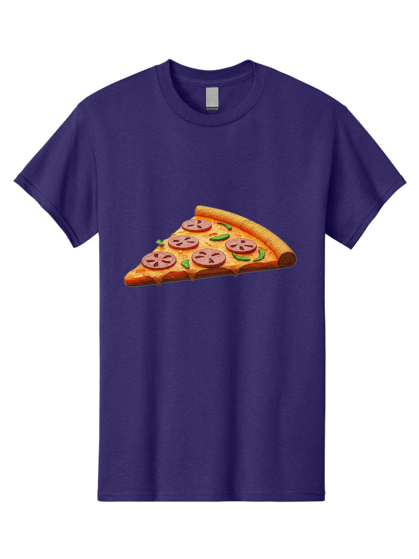 Pepperoni-Pizza-Slice-1 Men'S Graphic Tee, 100% Cotton, Comfortable Casual Summer Wear, Machine Washable, Pepperoni Pizza Slice, Melted Cheese, Pepperoni Slices, Jalapeno Peppers, Cartoon-Style Pizza, Food Illustration, Savory Treat Bac219