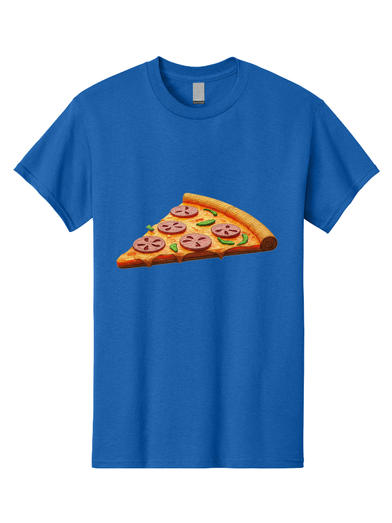 Pepperoni-Pizza-Slice-1 Men'S Graphic Tee, 100% Cotton, Comfortable Casual Summer Wear, Machine Washable, Pepperoni Pizza Slice, Melted Cheese, Pepperoni Slices, Jalapeno Peppers, Cartoon-Style Pizza, Food Illustration, Savory Treat Bac219