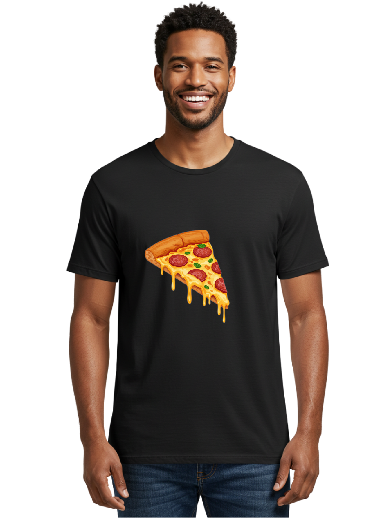 Pepperoni-Pizza-Slice-10 Men'S Graphic Tee, 100% Cotton, Comfortable Casual Summer Wear, Machine Washable, Pepperoni Pizza, Cheesy Goodness, Gooey Cheese, Savory Delight, Italian Cuisine, Melted Mozzarella, Fresh Basil, Spicy Pepperoni, Bac220