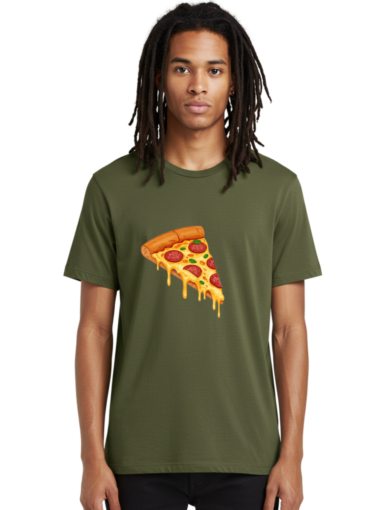 Pepperoni-Pizza-Slice-10 Men'S Graphic Tee, 100% Cotton, Comfortable Casual Summer Wear, Machine Washable, Pepperoni Pizza, Cheesy Goodness, Gooey Cheese, Savory Delight, Italian Cuisine, Melted Mozzarella, Fresh Basil, Spicy Pepperoni, Bac220
