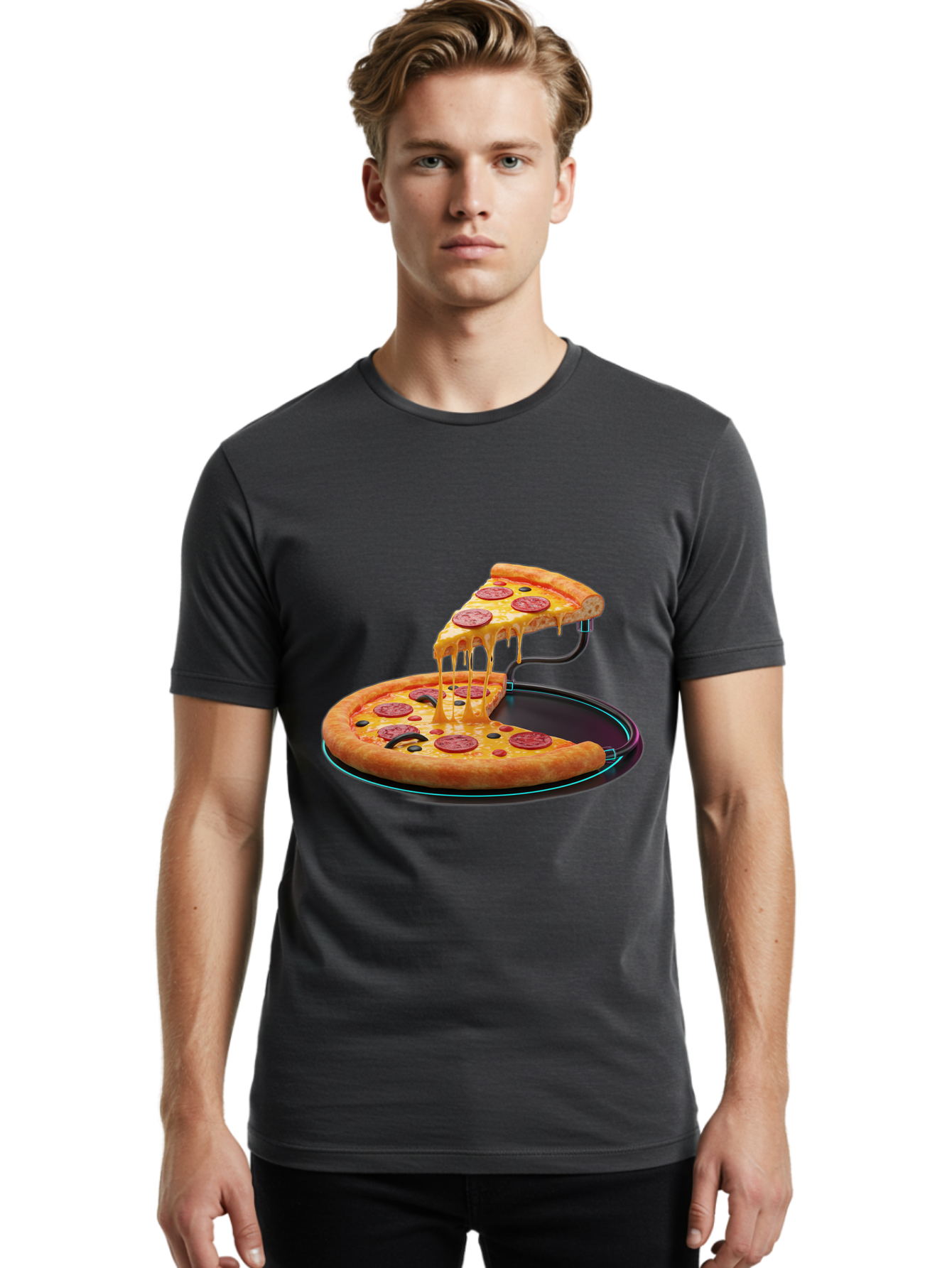 Pepperoni-Pizza-Slice-11 Men'S Graphic Tee, 100% Cotton, Comfortable Casual Summer Wear, Machine Washable, Pepperoni Pizza, Melted Cheese, Pizza Toppings, Savory Delight, Cheesy Goodness, Italian Cuisine, Foodie Favorite, Appetizing Treat, Bac221
