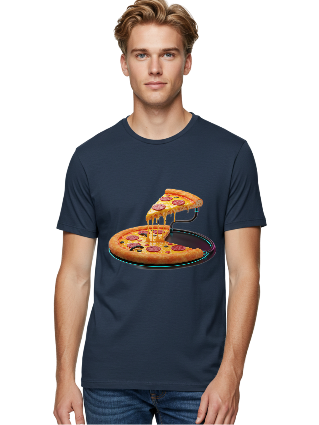 Pepperoni-Pizza-Slice-11 Men'S Graphic Tee, 100% Cotton, Comfortable Casual Summer Wear, Machine Washable, Pepperoni Pizza, Melted Cheese, Pizza Toppings, Savory Delight, Cheesy Goodness, Italian Cuisine, Foodie Favorite, Appetizing Treat, Bac221
