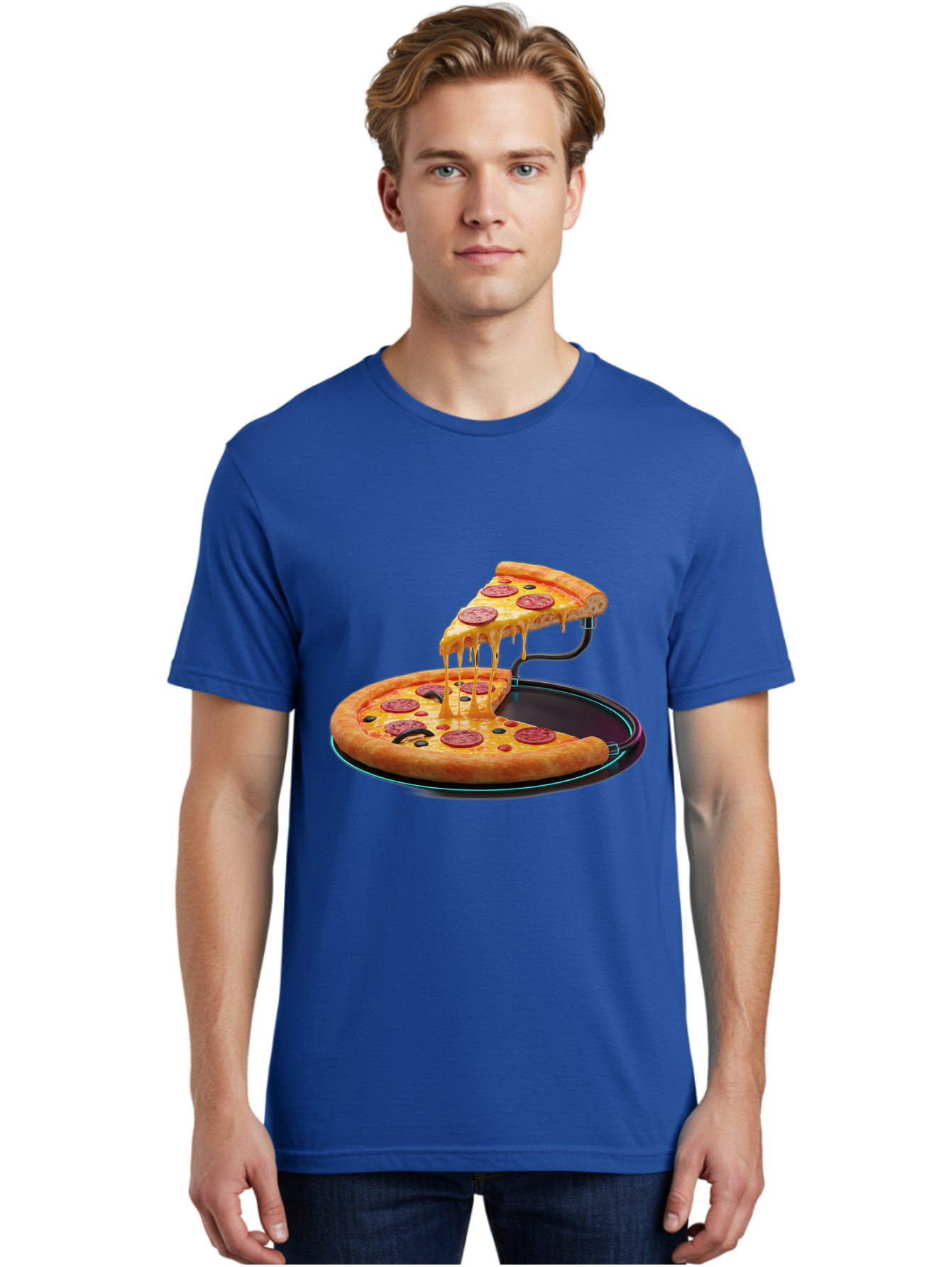 Pepperoni-Pizza-Slice-11 Men'S Graphic Tee, 100% Cotton, Comfortable Casual Summer Wear, Machine Washable, Pepperoni Pizza, Melted Cheese, Pizza Toppings, Savory Delight, Cheesy Goodness, Italian Cuisine, Foodie Favorite, Appetizing Treat, Bac221