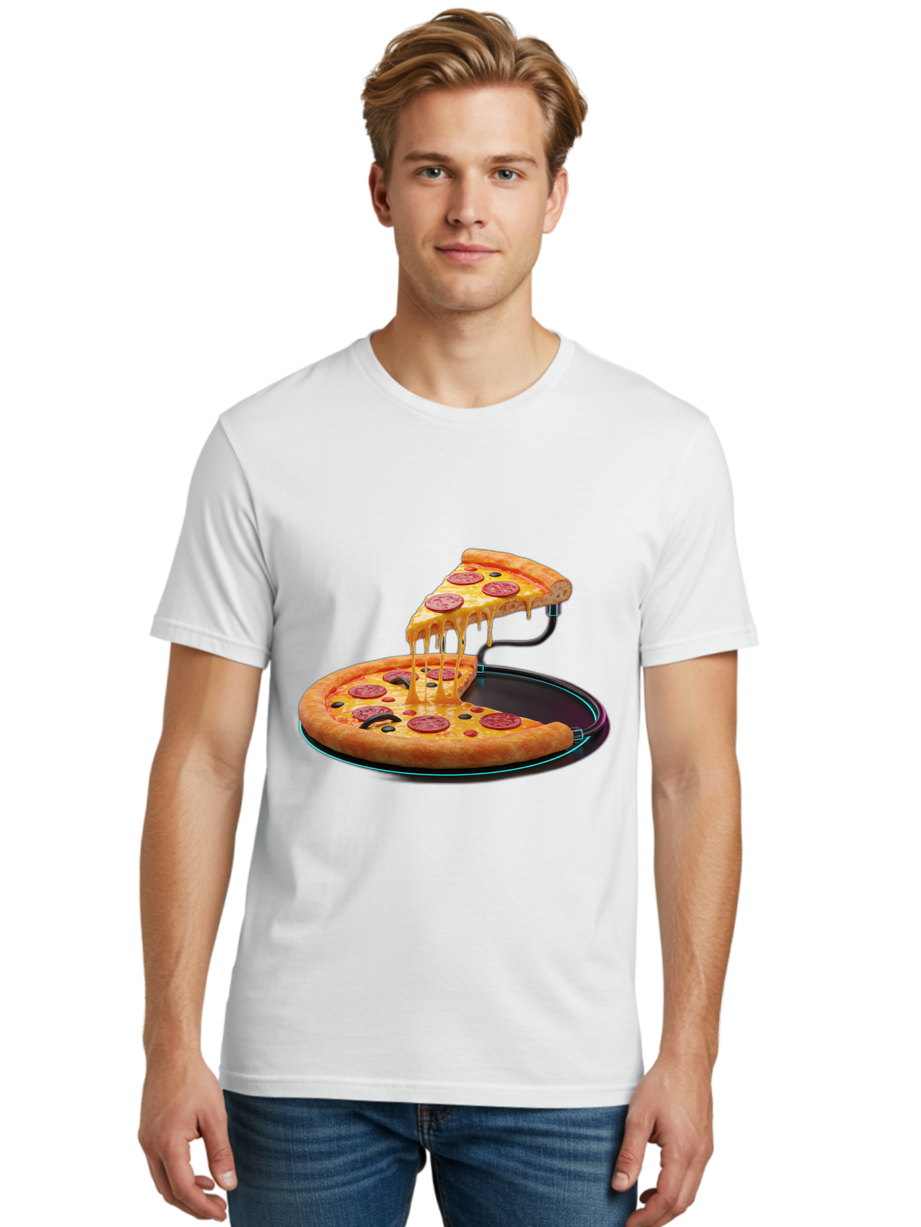 Pepperoni-Pizza-Slice-11 Men'S Graphic Tee, 100% Cotton, Comfortable Casual Summer Wear, Machine Washable, Pepperoni Pizza, Melted Cheese, Pizza Toppings, Savory Delight, Cheesy Goodness, Italian Cuisine, Foodie Favorite, Appetizing Treat, Bac221