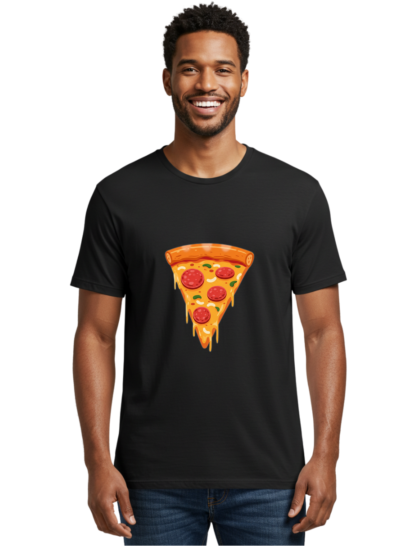 Pepperoni-Pizza-Slice-12 Men'S Graphic Tee, 100% Cotton, Comfortable Casual Summer Wear, Machine Washable, Pepperoni Pizza, Pizza Slice, Cheesy Goodness, Melted Mozzarella, Savory Toppings, Italian Cuisine, Delicious Food, Tasty Treat, Bac222