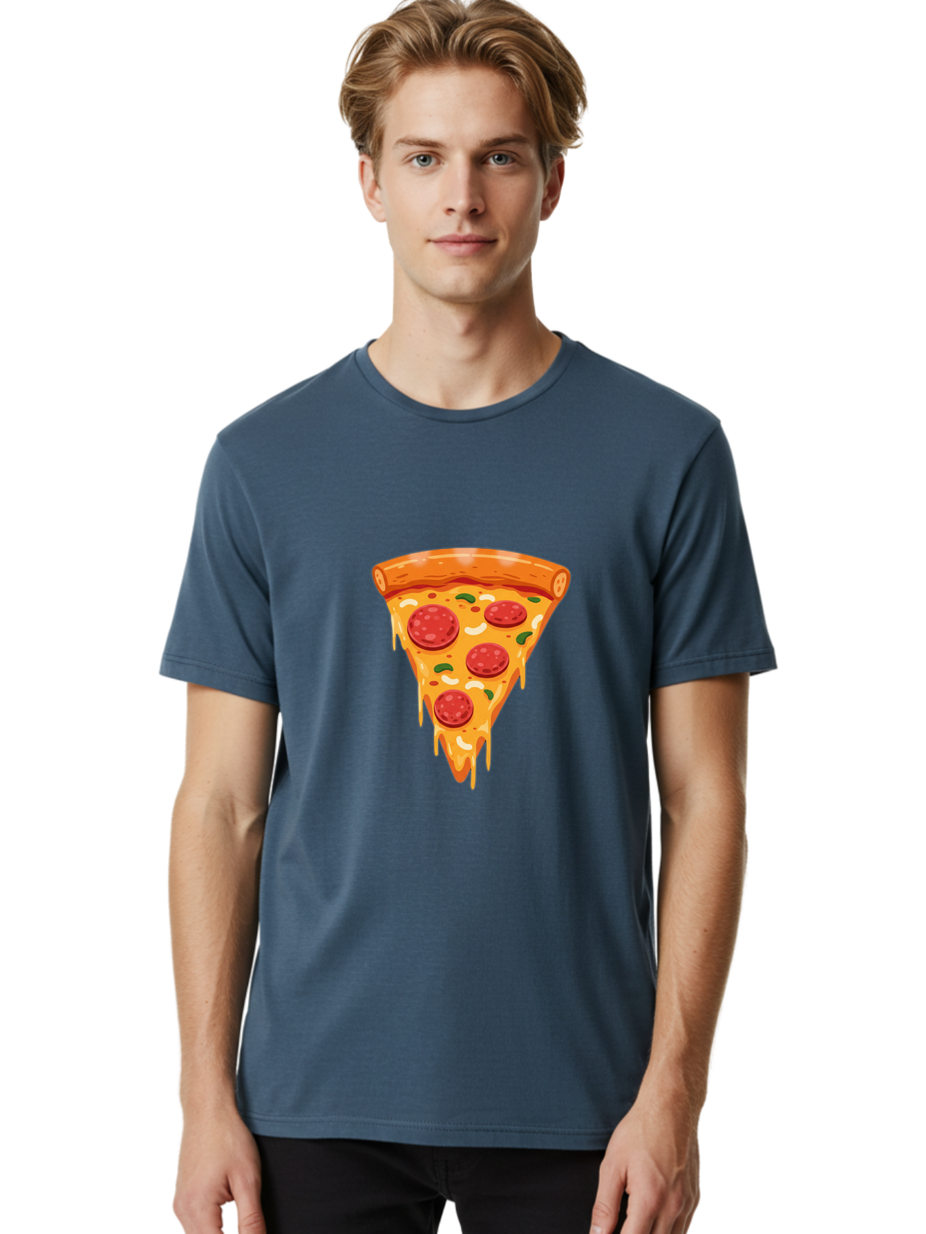 Pepperoni-Pizza-Slice-12 Men'S Graphic Tee, 100% Cotton, Comfortable Casual Summer Wear, Machine Washable, Pepperoni Pizza, Pizza Slice, Cheesy Goodness, Melted Mozzarella, Savory Toppings, Italian Cuisine, Delicious Food, Tasty Treat, Bac222