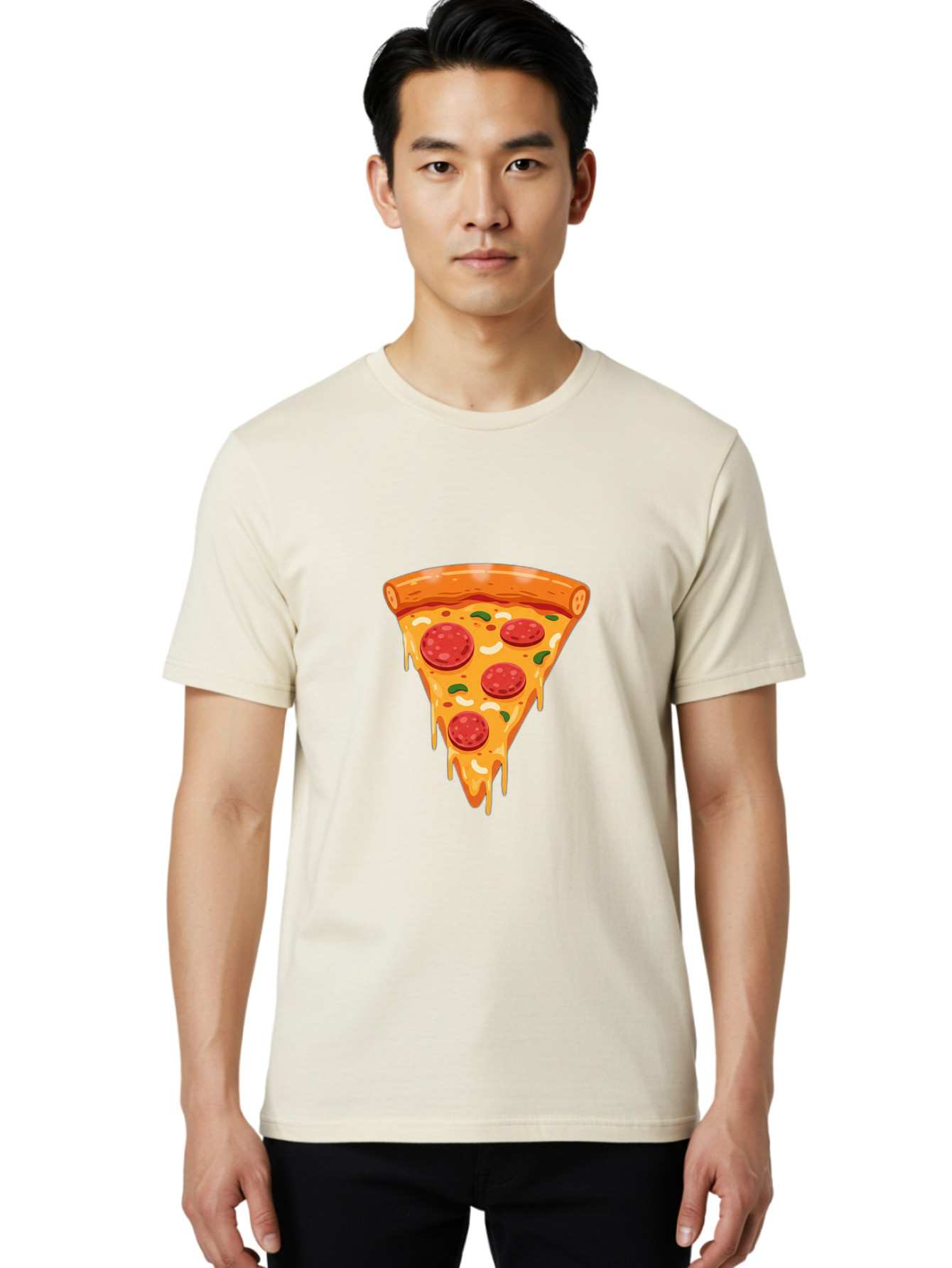 Pepperoni-Pizza-Slice-12 Men'S Graphic Tee, 100% Cotton, Comfortable Casual Summer Wear, Machine Washable, Pepperoni Pizza, Pizza Slice, Cheesy Goodness, Melted Mozzarella, Savory Toppings, Italian Cuisine, Delicious Food, Tasty Treat, Bac222