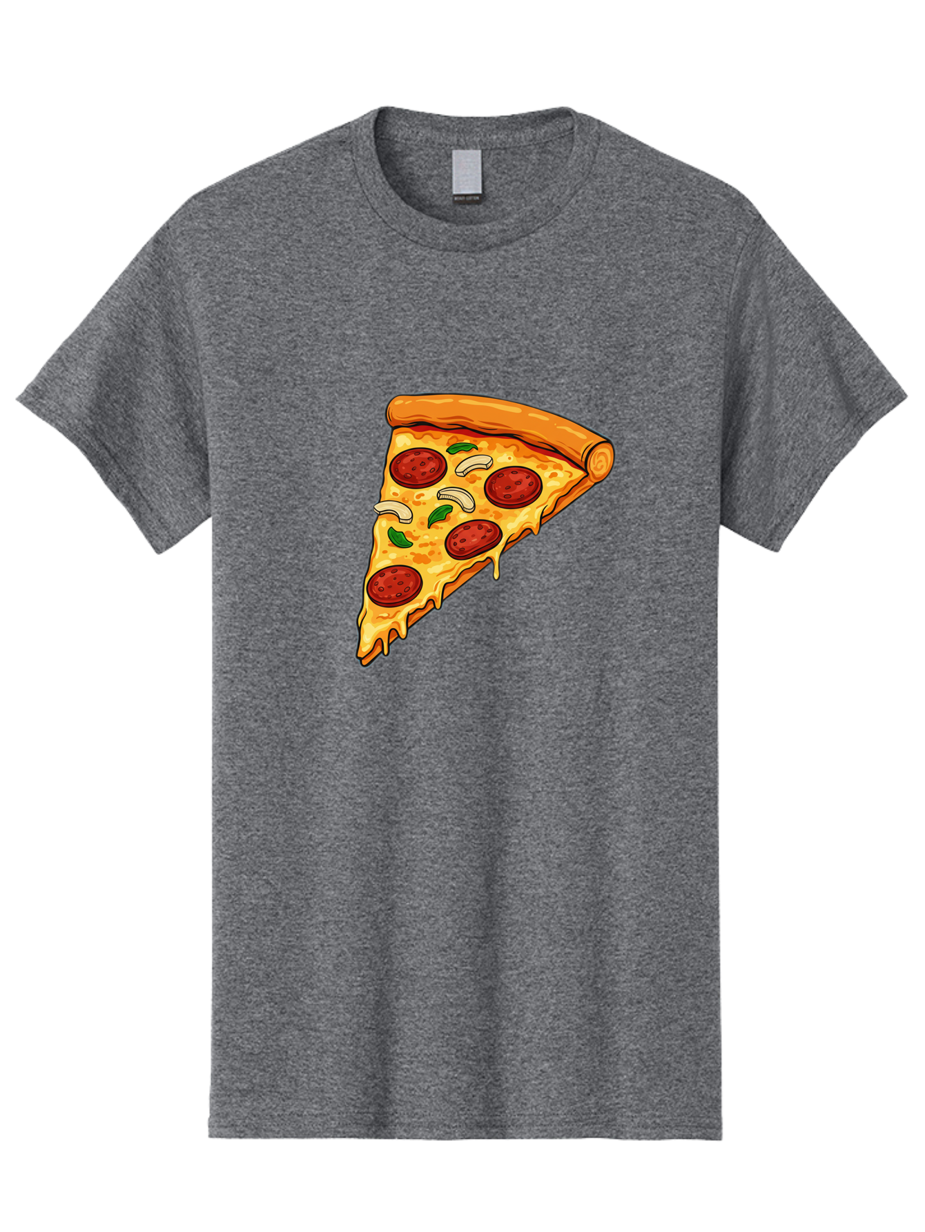 Pepperoni-Pizza-Slice-13 Men'S Graphic Tee, 100% Cotton, Comfortable Casual Summer Wear, Machine Washable, Cheesy Pizza Slice, Pepperoni Pizza, Melting Cheese, Crusty Edge, Fresh Basil Leaves, Savory Toppings, Italian Cuisine, Delicious Food, Bac223