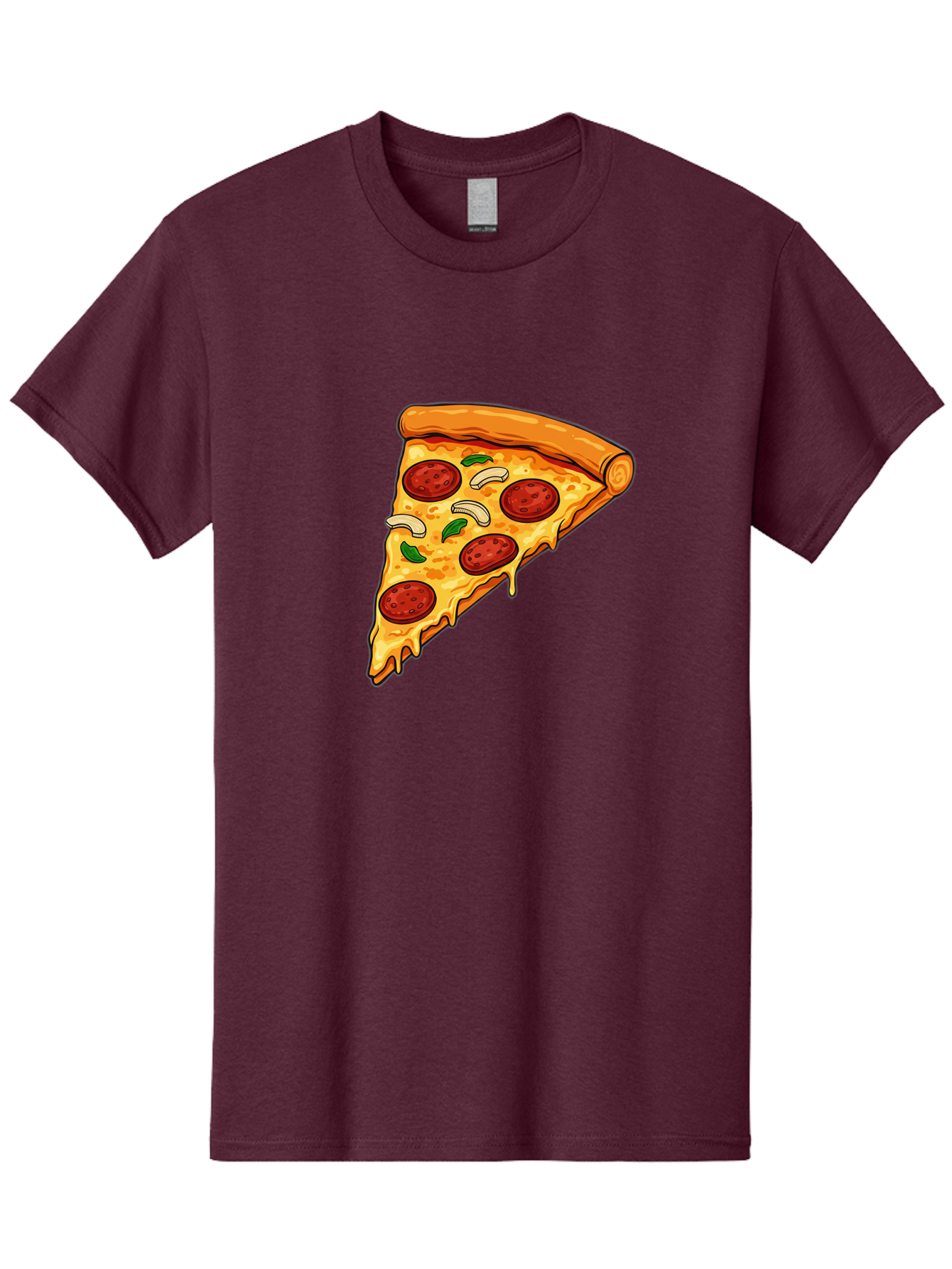 Pepperoni-Pizza-Slice-13 Men'S Graphic Tee, 100% Cotton, Comfortable Casual Summer Wear, Machine Washable, Cheesy Pizza Slice, Pepperoni Pizza, Melting Cheese, Crusty Edge, Fresh Basil Leaves, Savory Toppings, Italian Cuisine, Delicious Food, Bac223
