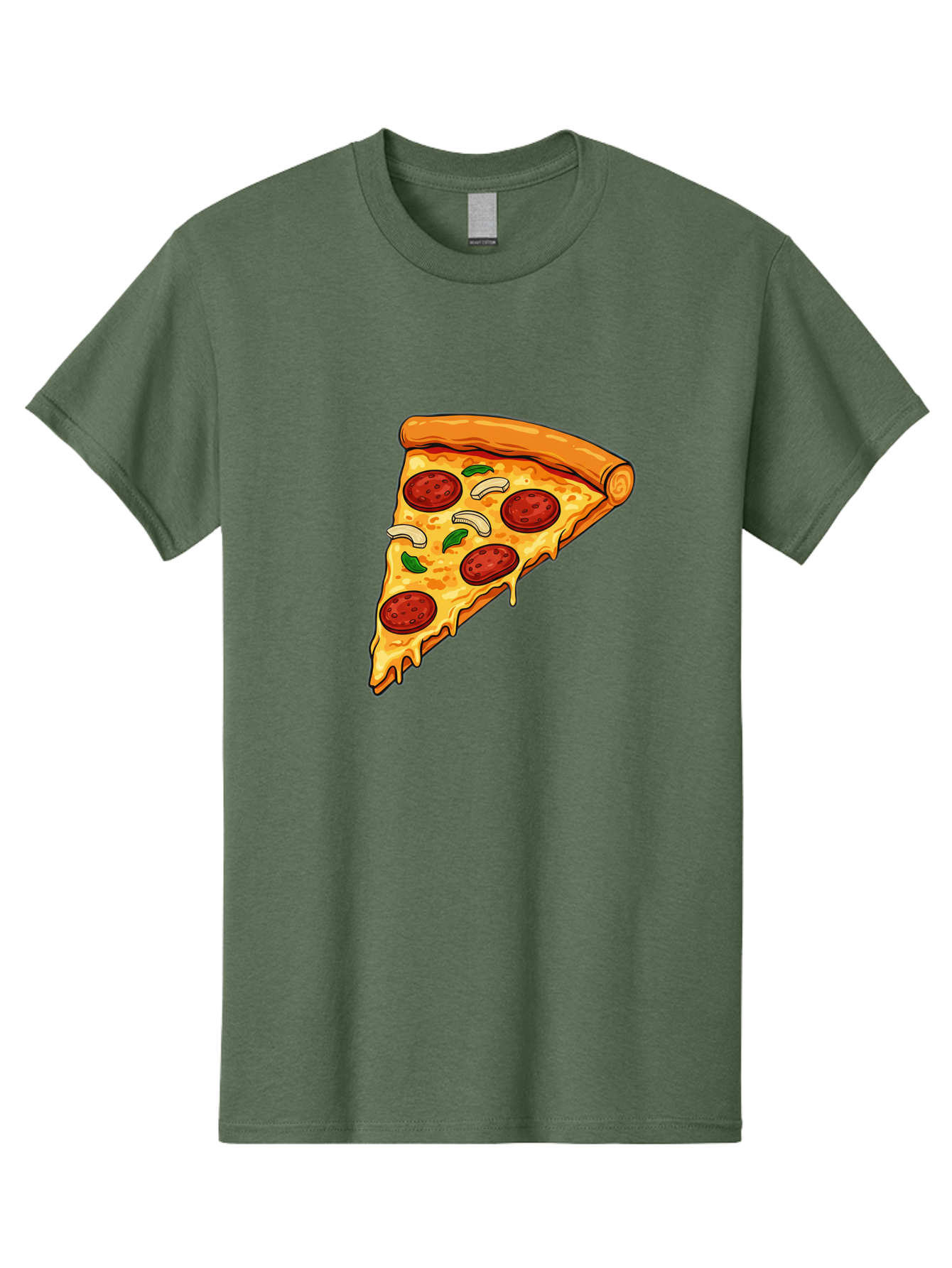 Pepperoni-Pizza-Slice-13 Men'S Graphic Tee, 100% Cotton, Comfortable Casual Summer Wear, Machine Washable, Cheesy Pizza Slice, Pepperoni Pizza, Melting Cheese, Crusty Edge, Fresh Basil Leaves, Savory Toppings, Italian Cuisine, Delicious Food, Bac223