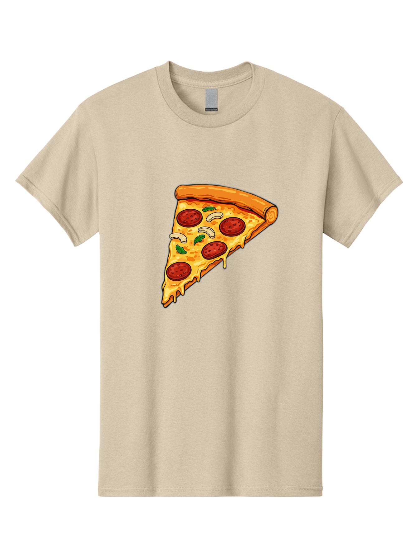 Pepperoni-Pizza-Slice-13 Men'S Graphic Tee, 100% Cotton, Comfortable Casual Summer Wear, Machine Washable, Cheesy Pizza Slice, Pepperoni Pizza, Melting Cheese, Crusty Edge, Fresh Basil Leaves, Savory Toppings, Italian Cuisine, Delicious Food, Bac223