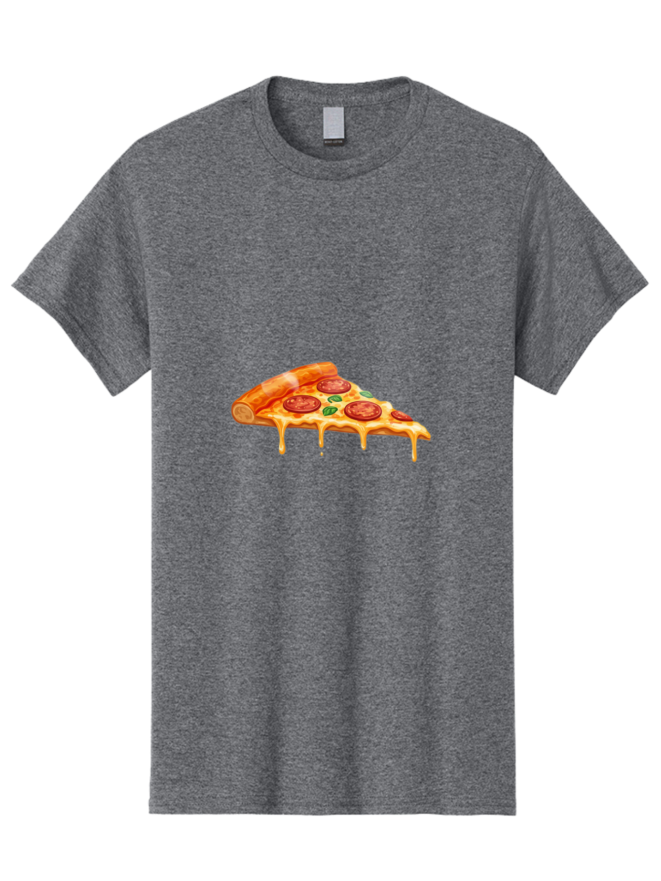 Pepperoni-Pizza-Slice-14 Men'S Graphic Tee, 100% Cotton, Comfortable Casual Summer Wear, Machine Washable, Cheesy Pepperoni Pizza, Melted Mozzarella, Spicy Pepperoni Slices, Fresh Basil Leaves, Italian Cuisine, Pizza Lover, Foodie Delight, Bac224