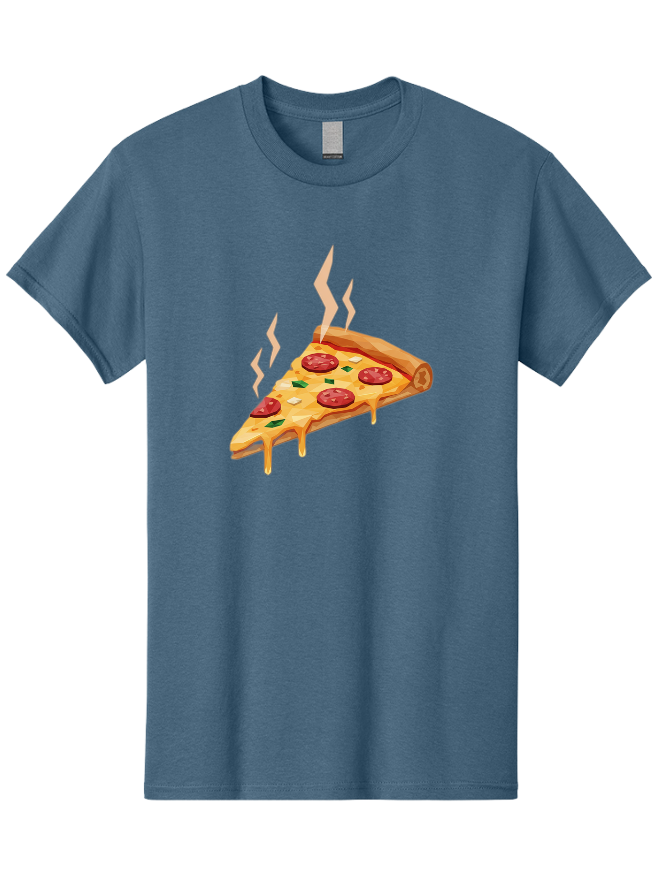 Pepperoni-Pizza-Slice-15 Men'S Graphic Tee, 100% Cotton, Comfortable Casual Summer Wear, Machine Washable, Pepperoni Pizza Slice, Melting Cheese, Green Peppers, Mozzarella, Hot, Fresh, Savory, Italian Cuisine, Melted Mozzarella, Gooey Cheese, Bac225
