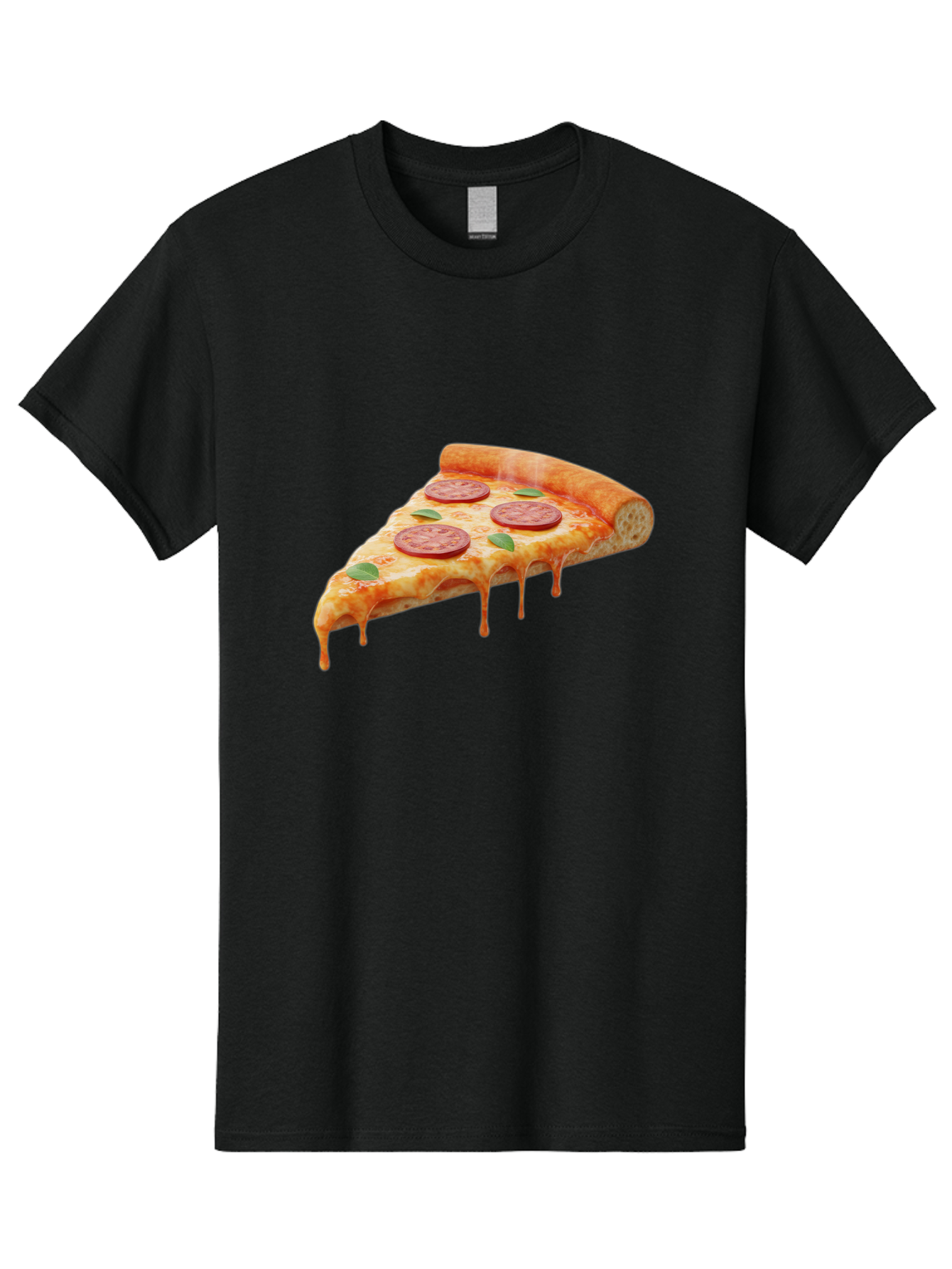 Pepperoni-Pizza-Slice-16 Men'S Graphic Tee, 100% Cotton, Comfortable Casual Summer Wear, Machine Washable, Pepperoni Pizza, Pizza Slice, Melting Cheese, Pepperoni Toppings, Basil Leaves, Italian Food, Savory Delight, Tasty Treat, Bac226