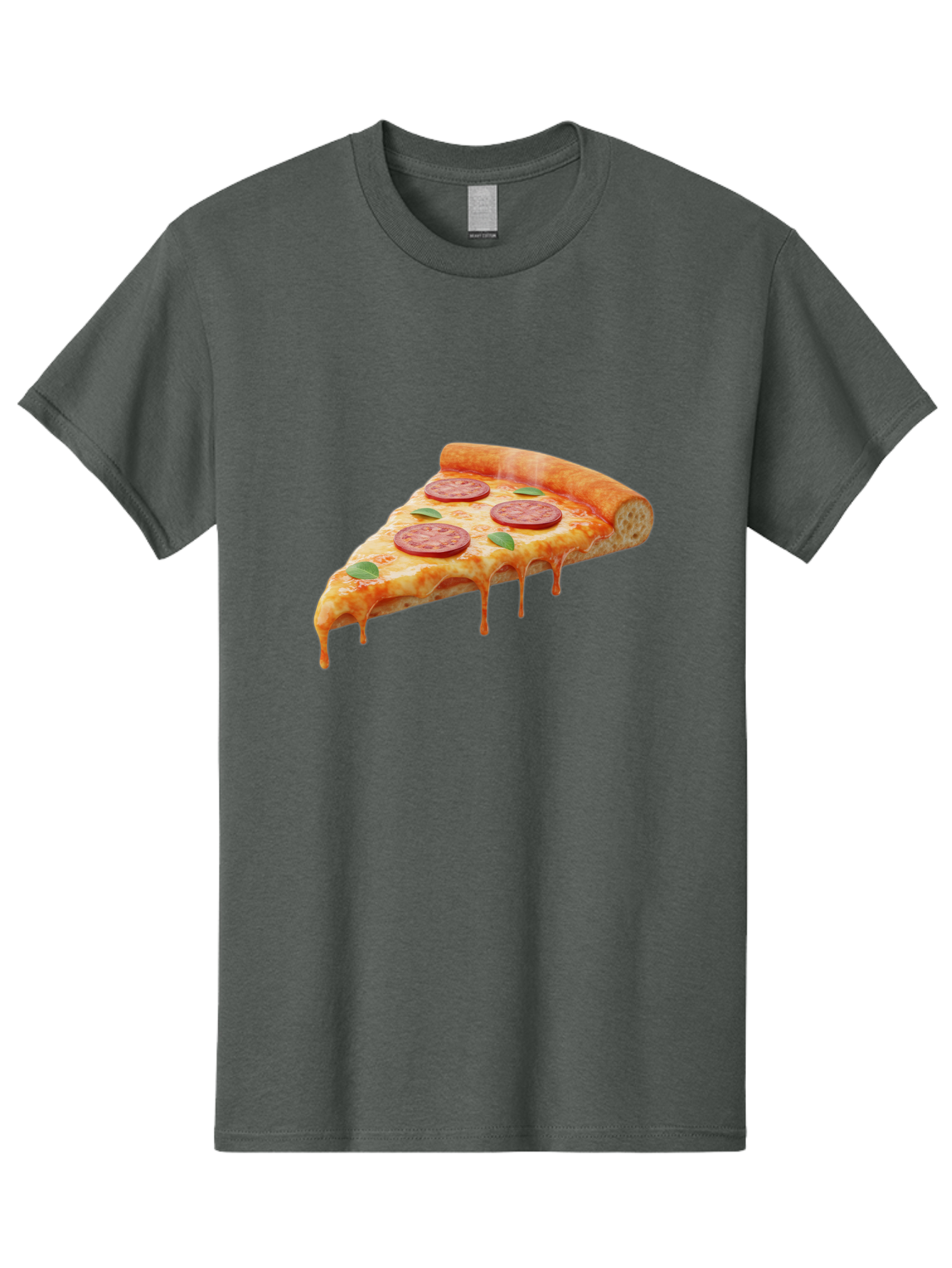 Pepperoni-Pizza-Slice-16 Men'S Graphic Tee, 100% Cotton, Comfortable Casual Summer Wear, Machine Washable, Pepperoni Pizza, Pizza Slice, Melting Cheese, Pepperoni Toppings, Basil Leaves, Italian Food, Savory Delight, Tasty Treat, Bac226