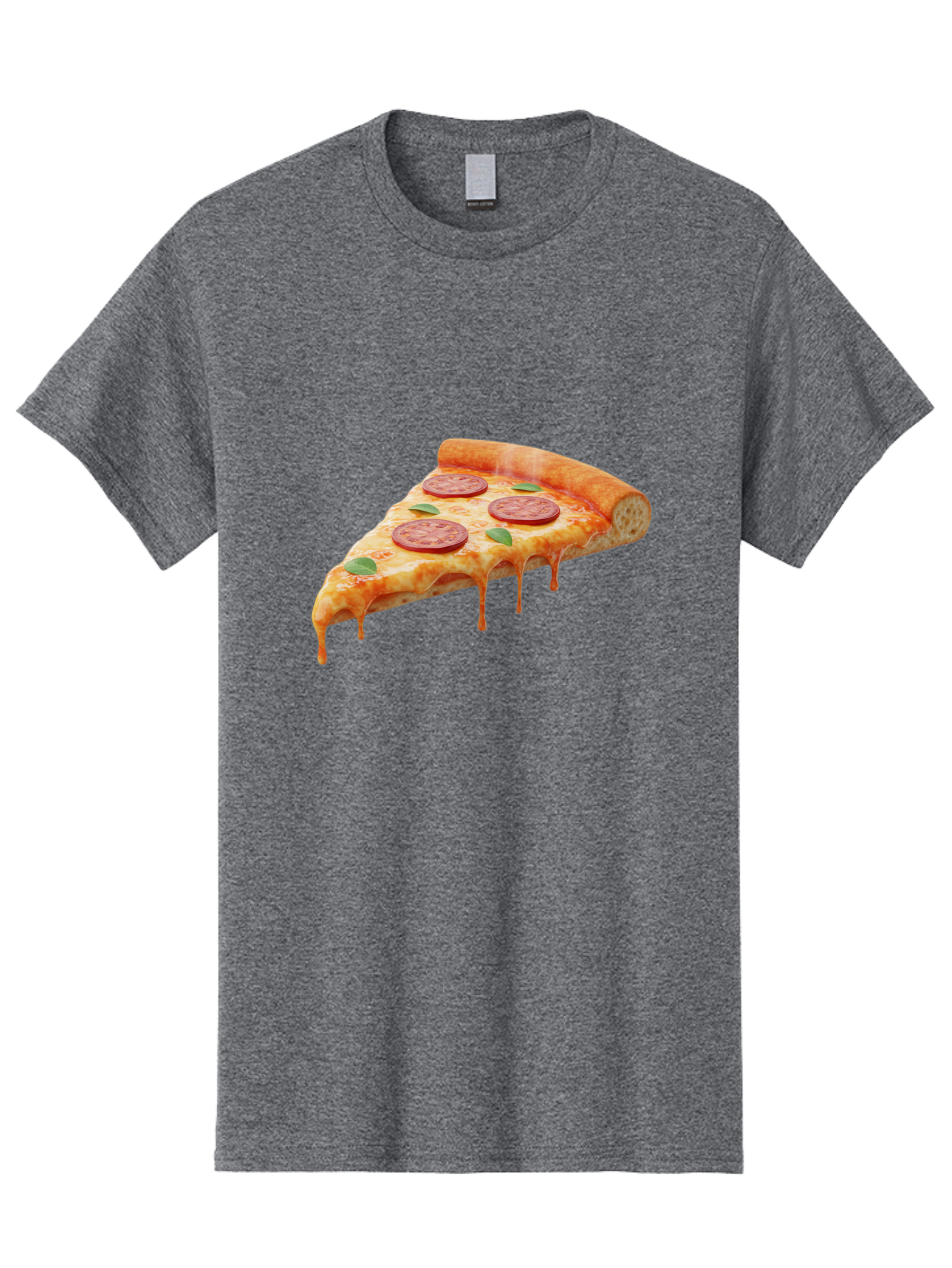 Pepperoni-Pizza-Slice-16 Men'S Graphic Tee, 100% Cotton, Comfortable Casual Summer Wear, Machine Washable, Pepperoni Pizza, Pizza Slice, Melting Cheese, Pepperoni Toppings, Basil Leaves, Italian Food, Savory Delight, Tasty Treat, Bac226