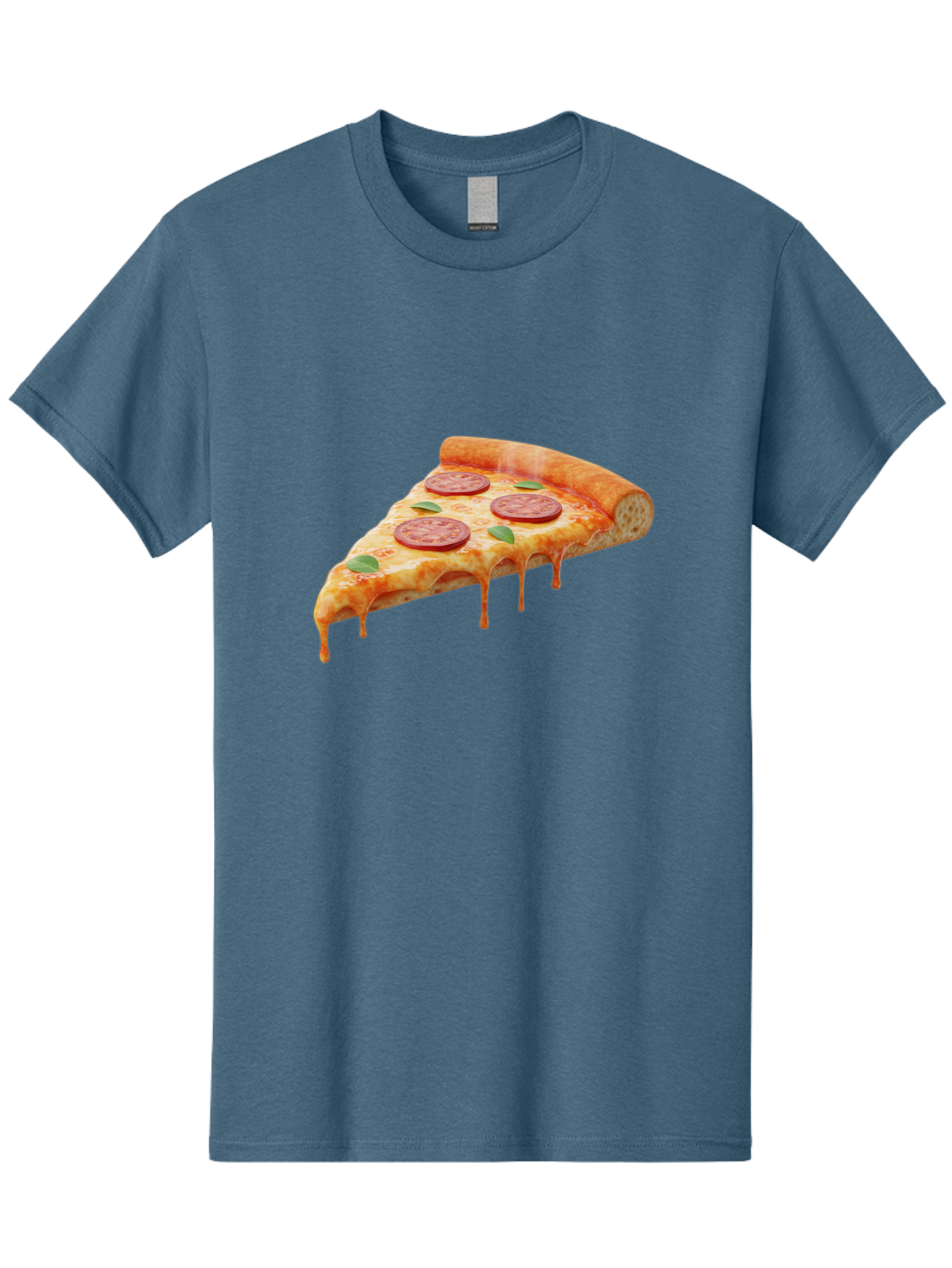 Pepperoni-Pizza-Slice-16 Men'S Graphic Tee, 100% Cotton, Comfortable Casual Summer Wear, Machine Washable, Pepperoni Pizza, Pizza Slice, Melting Cheese, Pepperoni Toppings, Basil Leaves, Italian Food, Savory Delight, Tasty Treat, Bac226