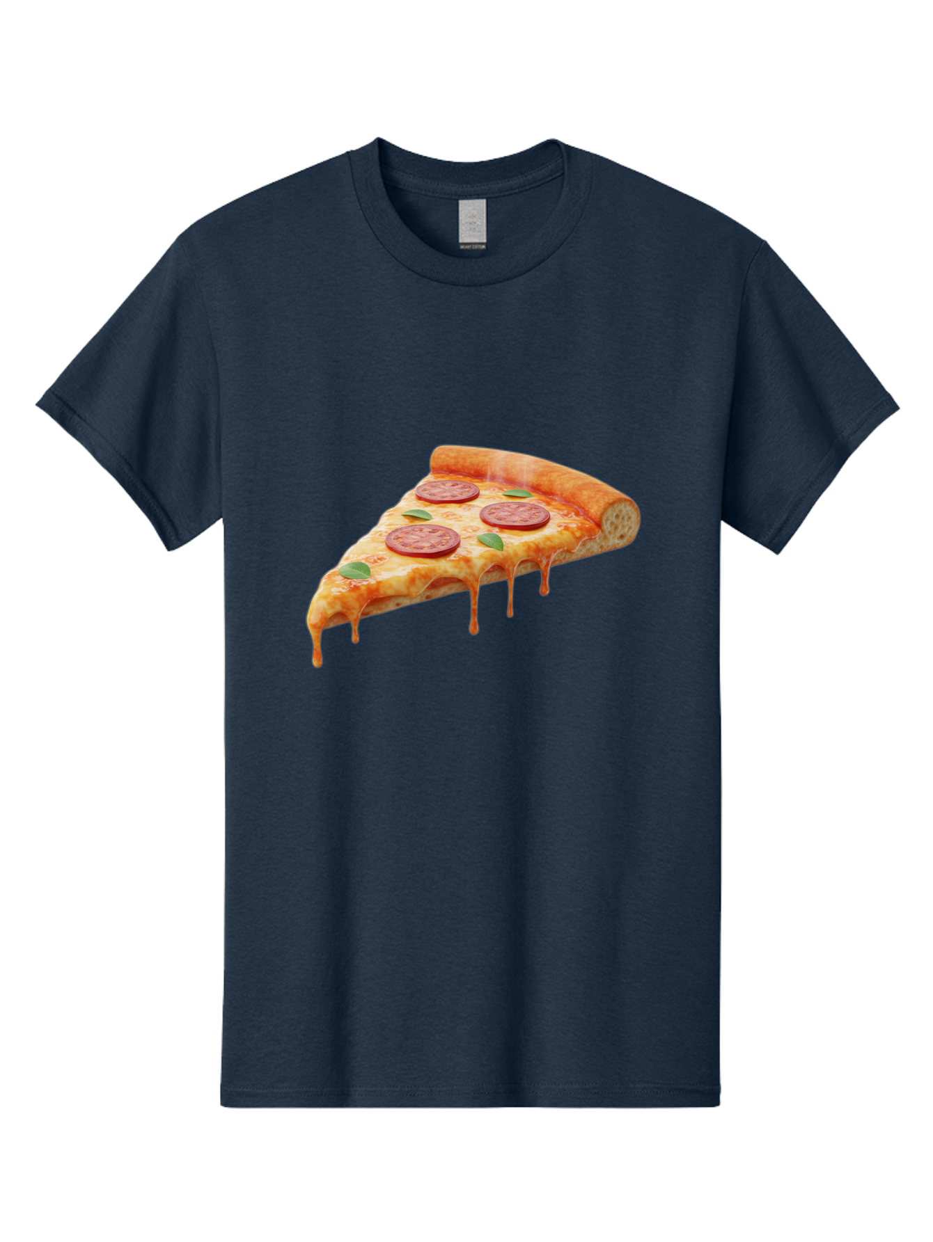 Pepperoni-Pizza-Slice-16 Men'S Graphic Tee, 100% Cotton, Comfortable Casual Summer Wear, Machine Washable, Pepperoni Pizza, Pizza Slice, Melting Cheese, Pepperoni Toppings, Basil Leaves, Italian Food, Savory Delight, Tasty Treat, Bac226