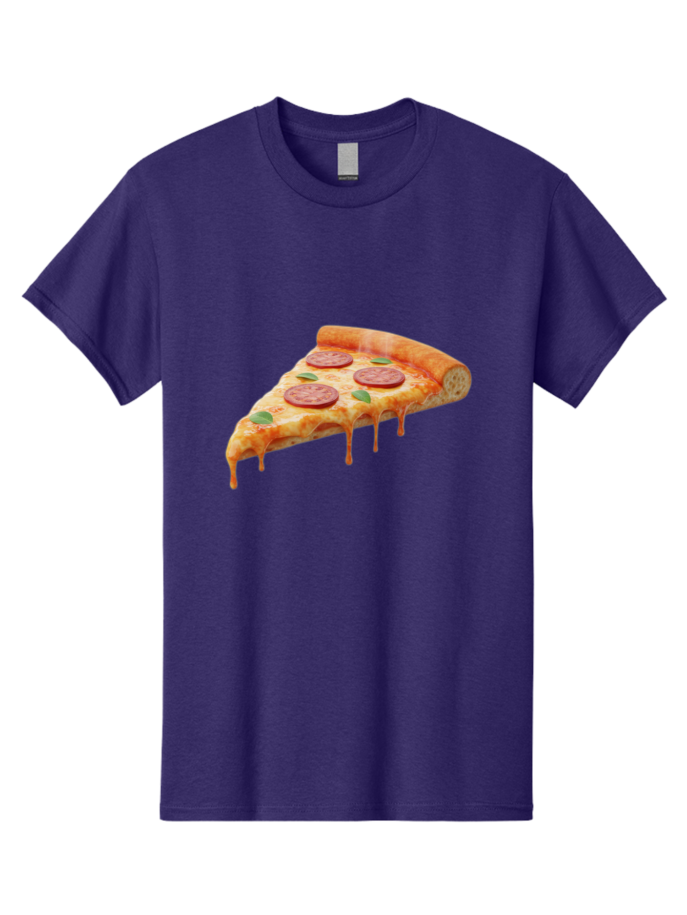 Pepperoni-Pizza-Slice-16 Men'S Graphic Tee, 100% Cotton, Comfortable Casual Summer Wear, Machine Washable, Pepperoni Pizza, Pizza Slice, Melting Cheese, Pepperoni Toppings, Basil Leaves, Italian Food, Savory Delight, Tasty Treat, Bac226